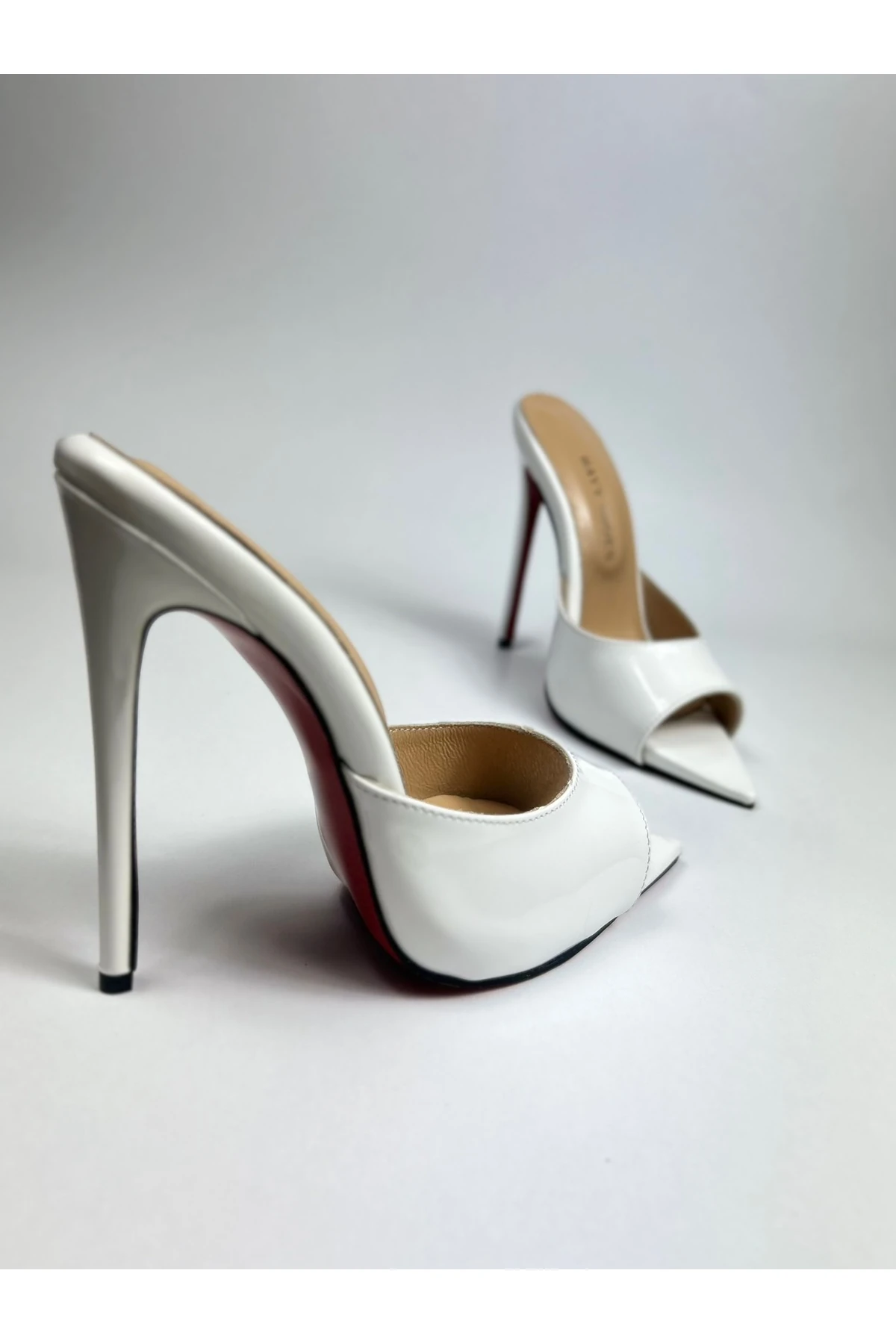 Orion Hakiki Deri Astarlı Kaplama Topuk Aynalı Jürdan Topuklu Terlik