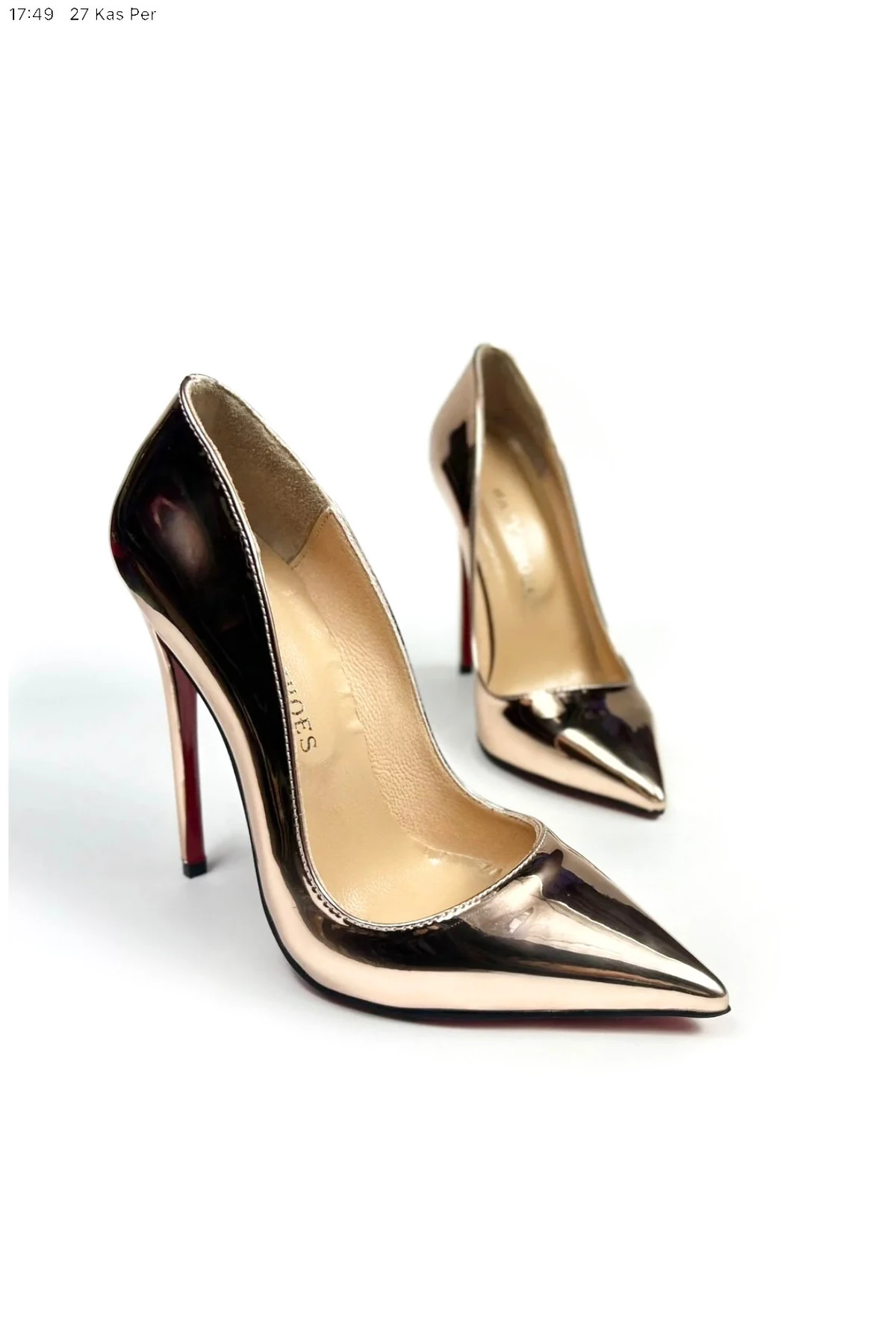 Sirius Hakiki Deri Astarlı Kaplama Topuk Aynalı Jürdan Stiletto Topuklu Ayakkabı