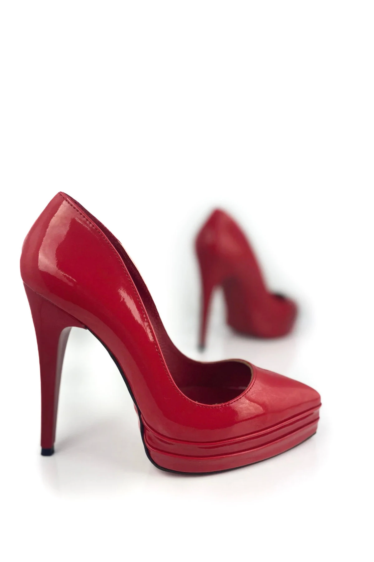 Stellaria Çift Platformlu Stiletto Topuklu Ayakkabı - Kırmızı