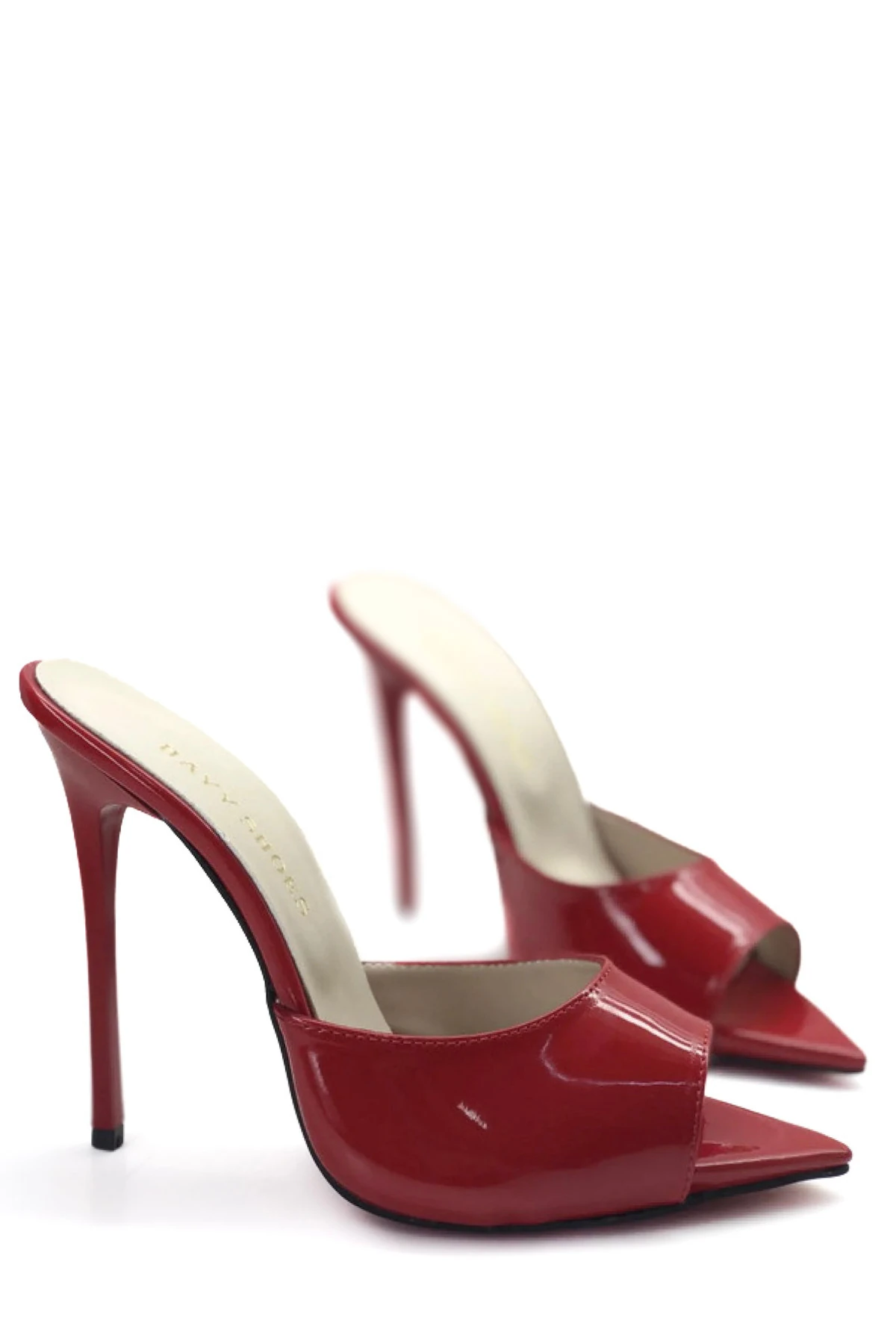 Nova Hakiki Deri Astarlı Gizli Platformlu Kadın Topuklu Terlik - kirmizi