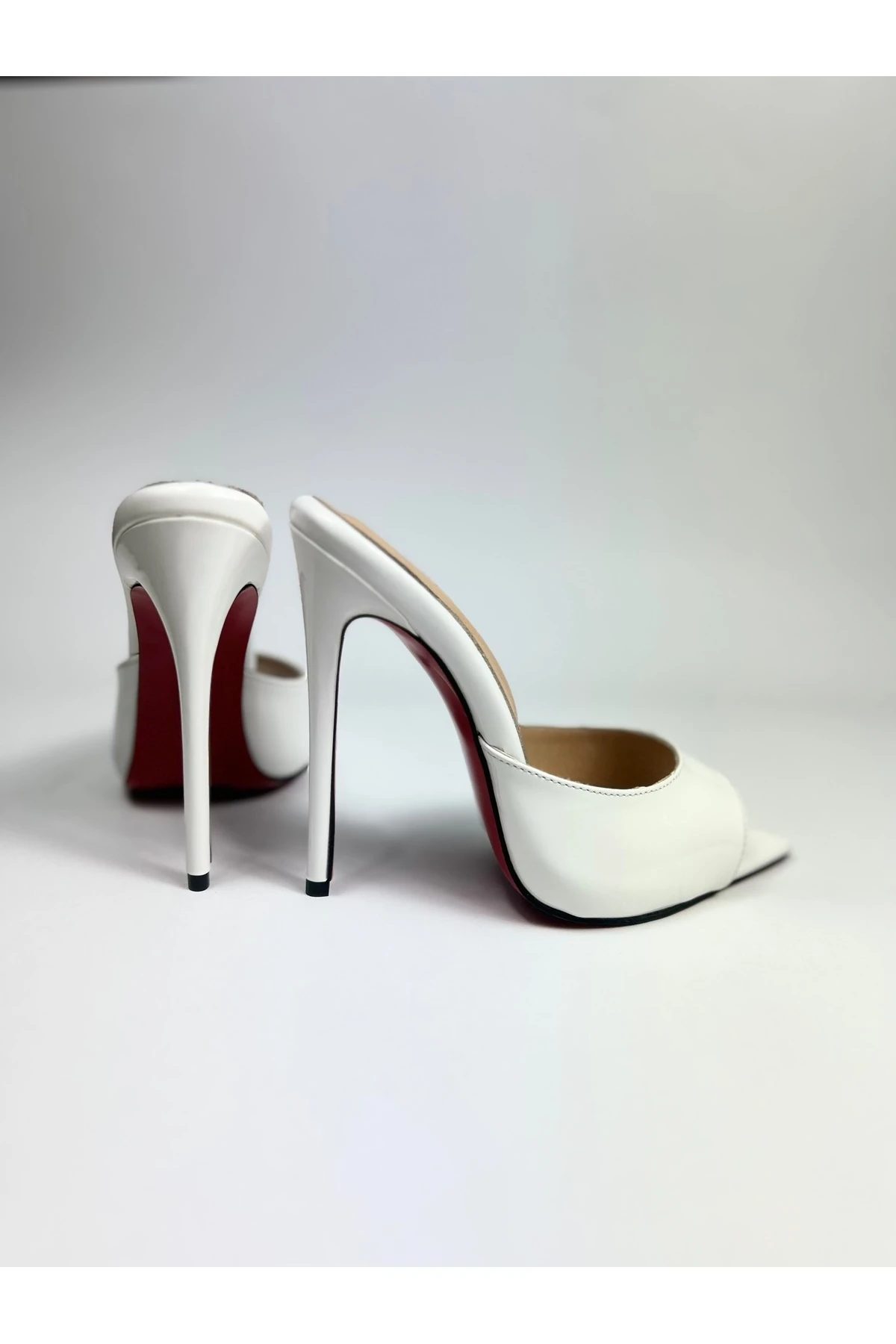 Orion Hakiki Deri Astarlı Kaplama Topuk Aynalı Jürdan Topuklu Terlik