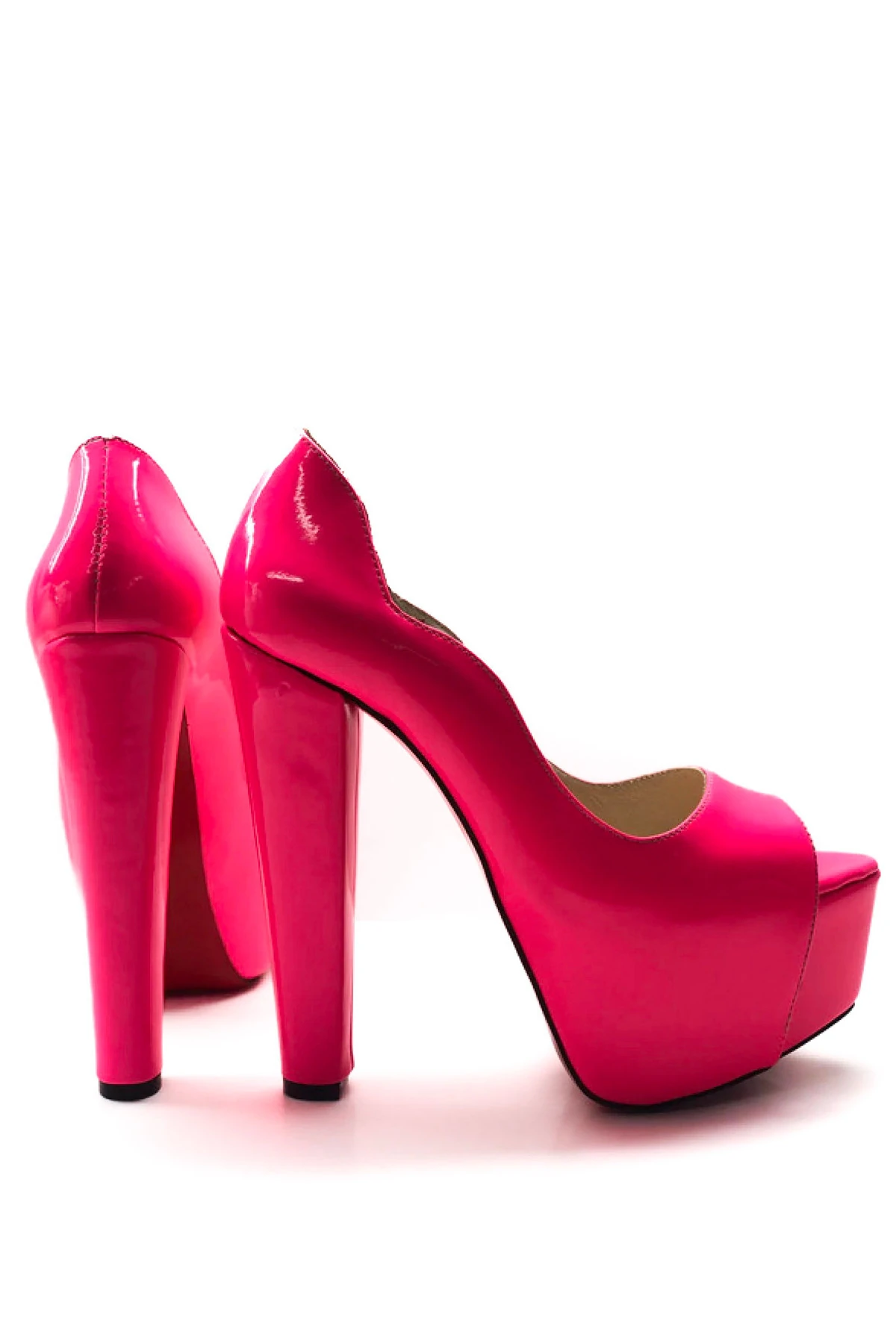 Celeneva Love Platform Topuklu Ayakkabı - Neon Pembe