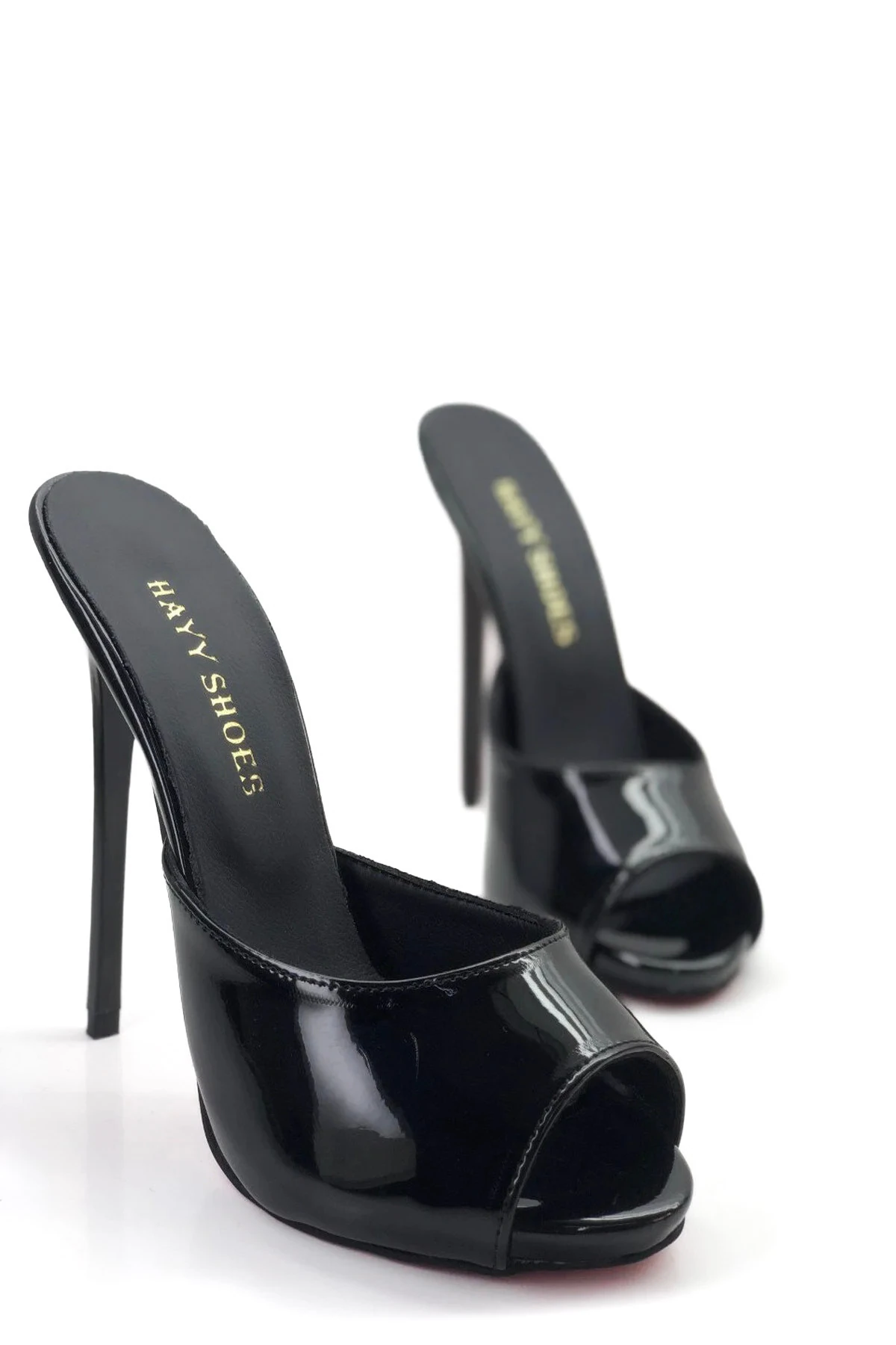 Kadın  Siyah Hakiki Deri Astarlı Topuklu Terlik