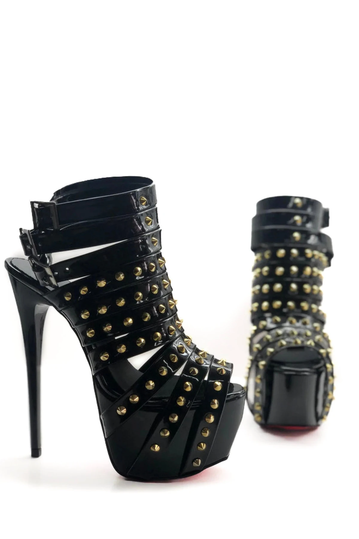 Polarisia Tarotlu Platform Topuklu Ayakkabı - Siyah Tarot