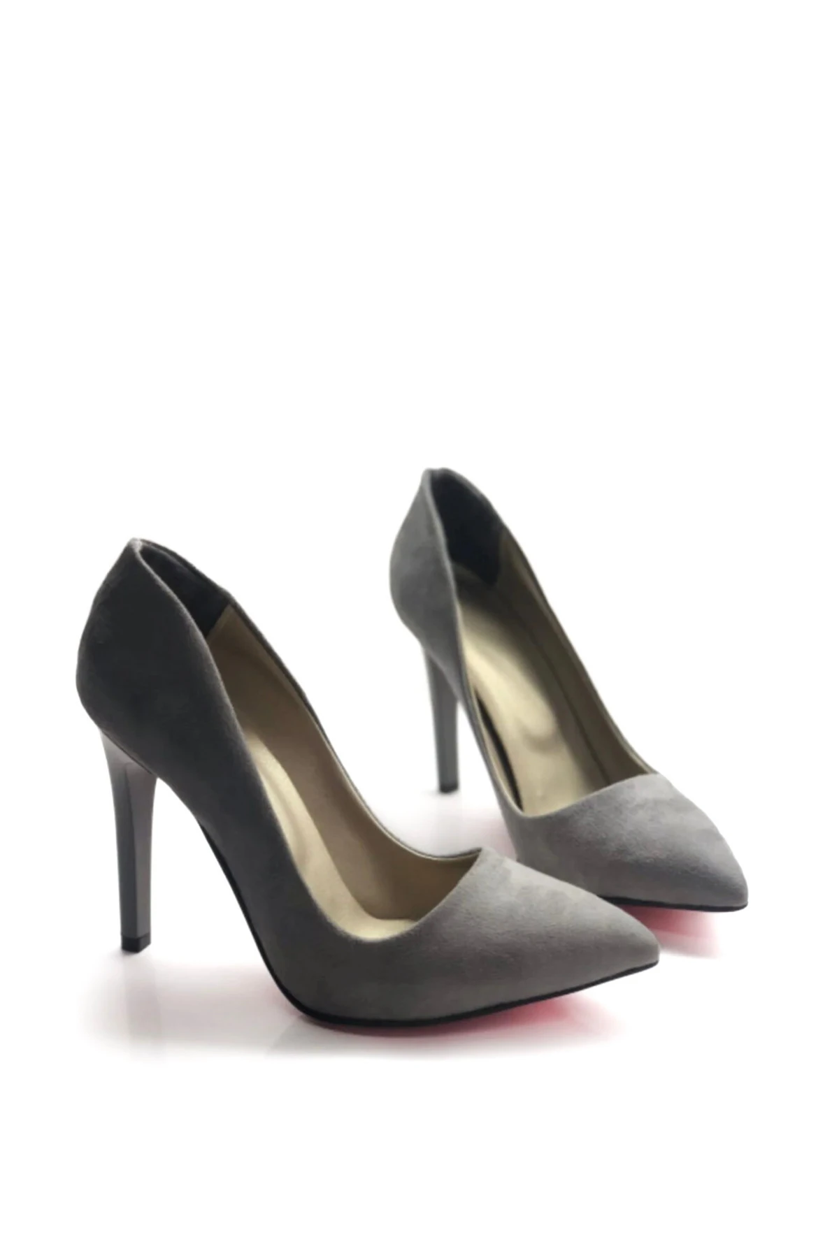 Aurora Stiletto Kadın Topuklu Ayakkabı - gri̇ süet