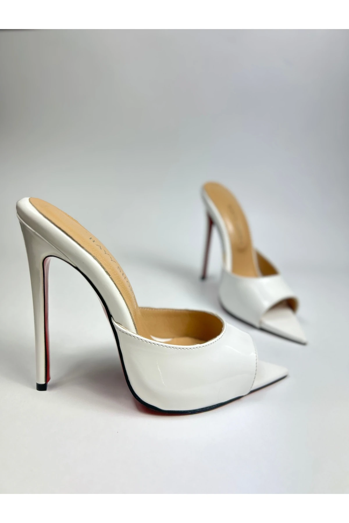 Orion Hakiki Deri Astarlı Kaplama Topuk Aynalı Jürdan Topuklu Terlik