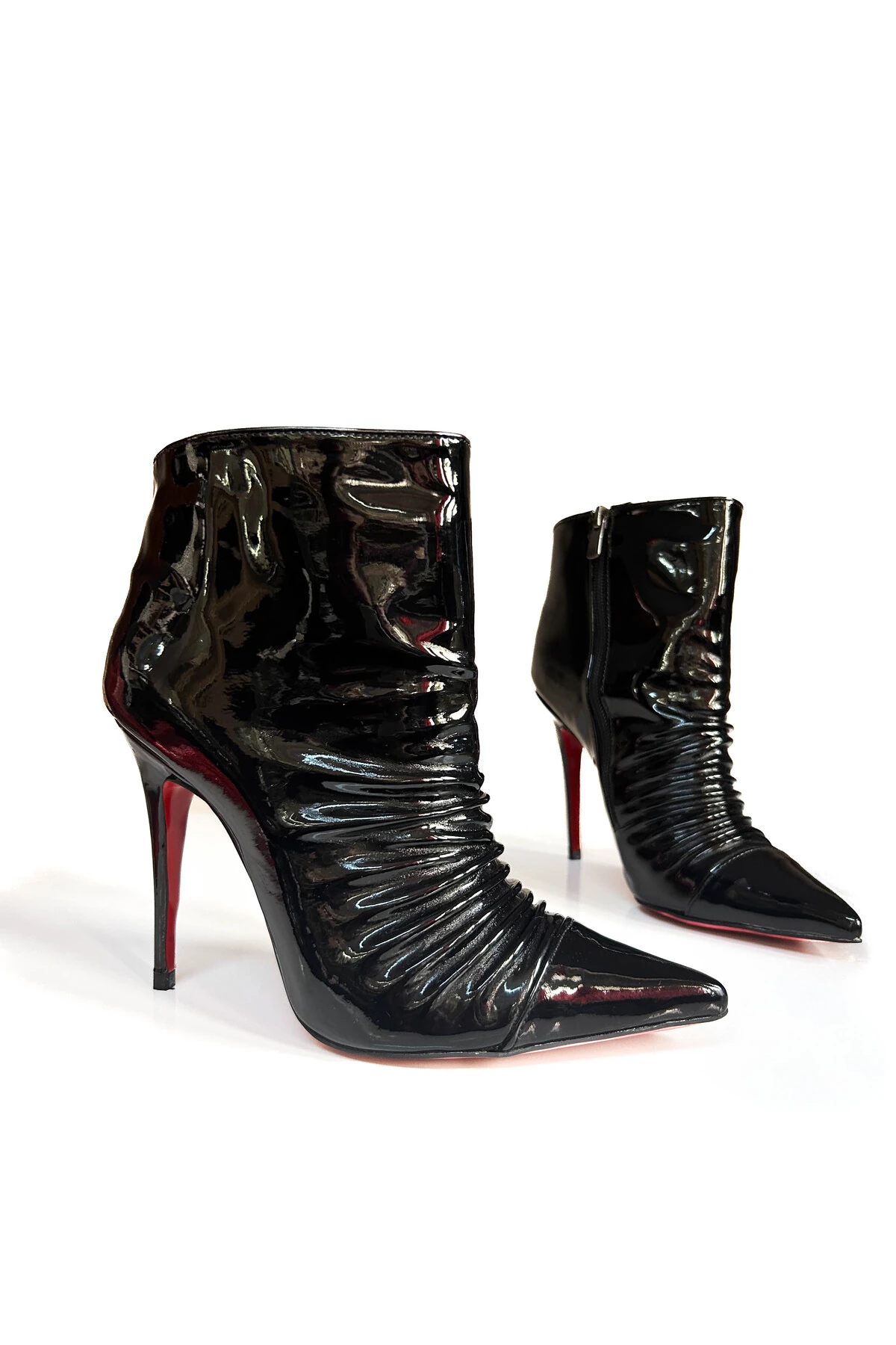 SİYAH RUGAN YÜKSEK TOPUKLU FERMUARLI KADIN BOT BOTTİE