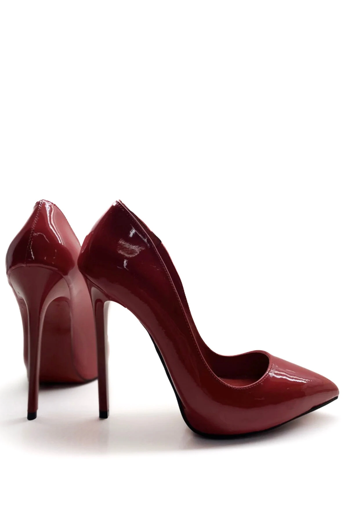 Andromeda Hakiki Deri Astarlı Gizli Platformlu Stiletto Yüksek Topuklu Ayakkabı - kirmizi rugan
