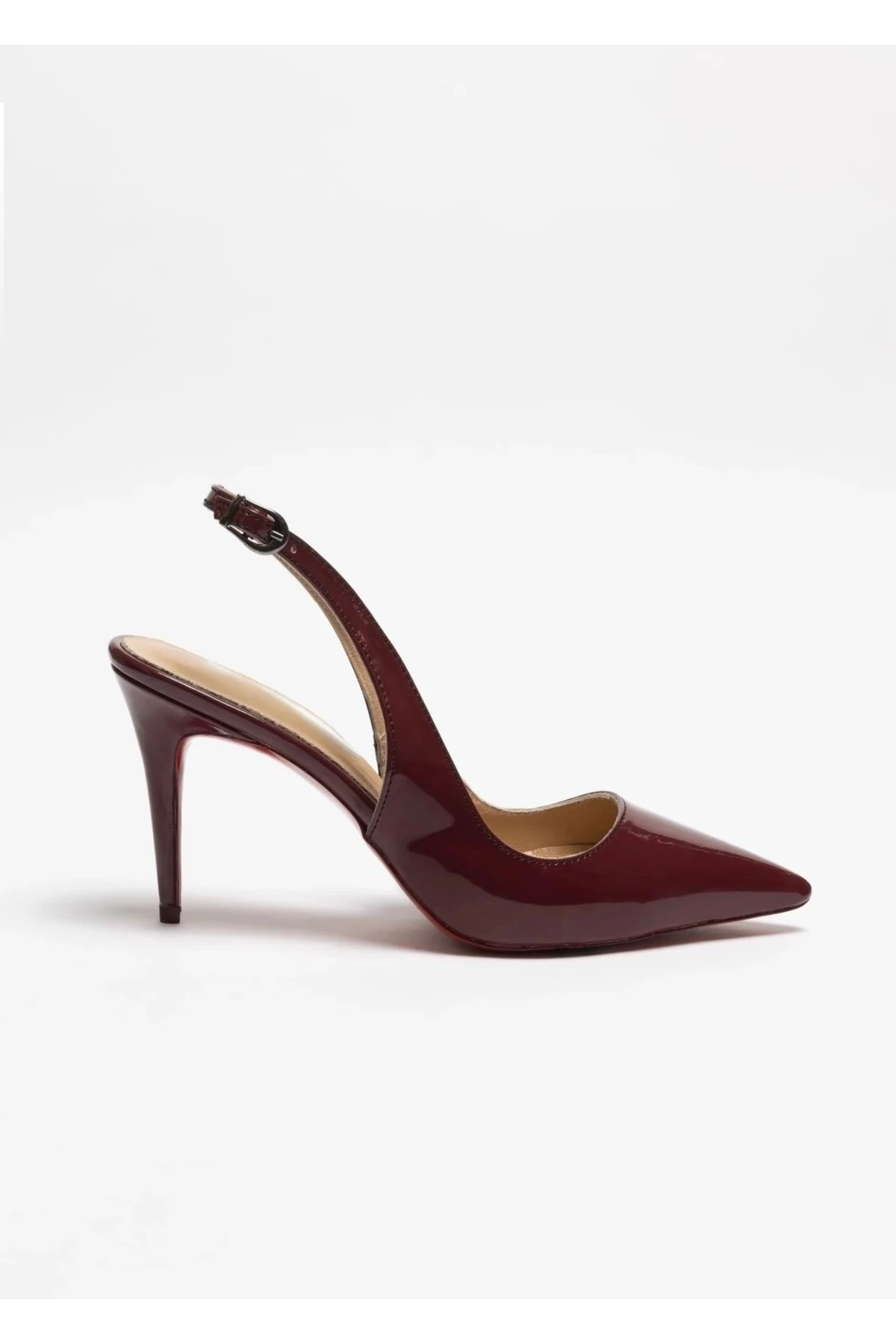 Agena - Mürdüm Rugan Stiletto Hakiki Deri Astarlı Topuklu Ayakkabı