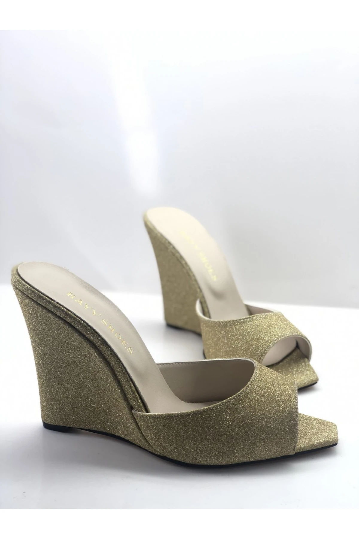 Stiletto-feta Altın Cam Kırığı Topuklu Ayakkabı