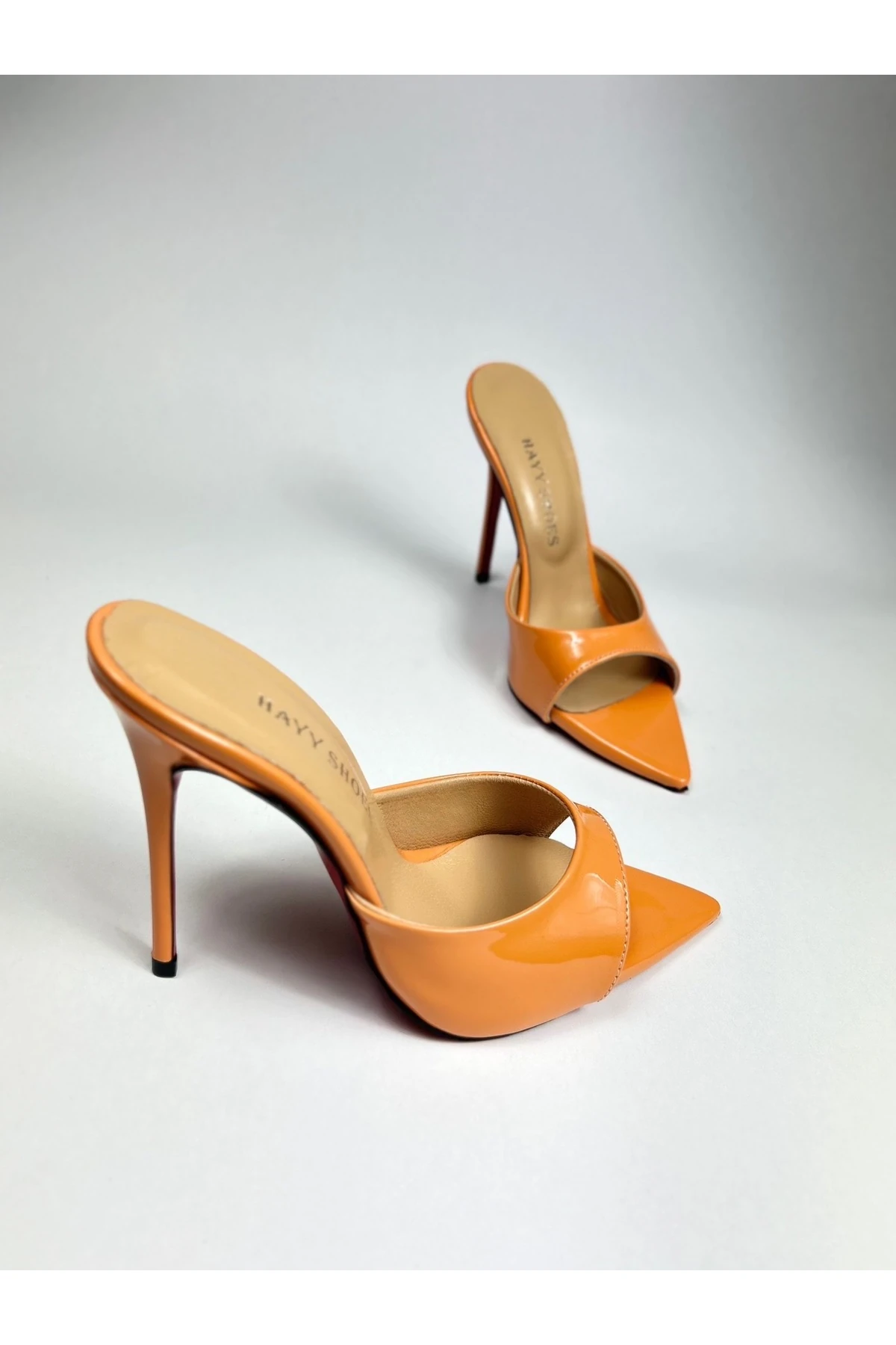 Orion Hakiki Deri Astarlı Kaplama Topuk Aynalı Jürdan Topuklu Terlik