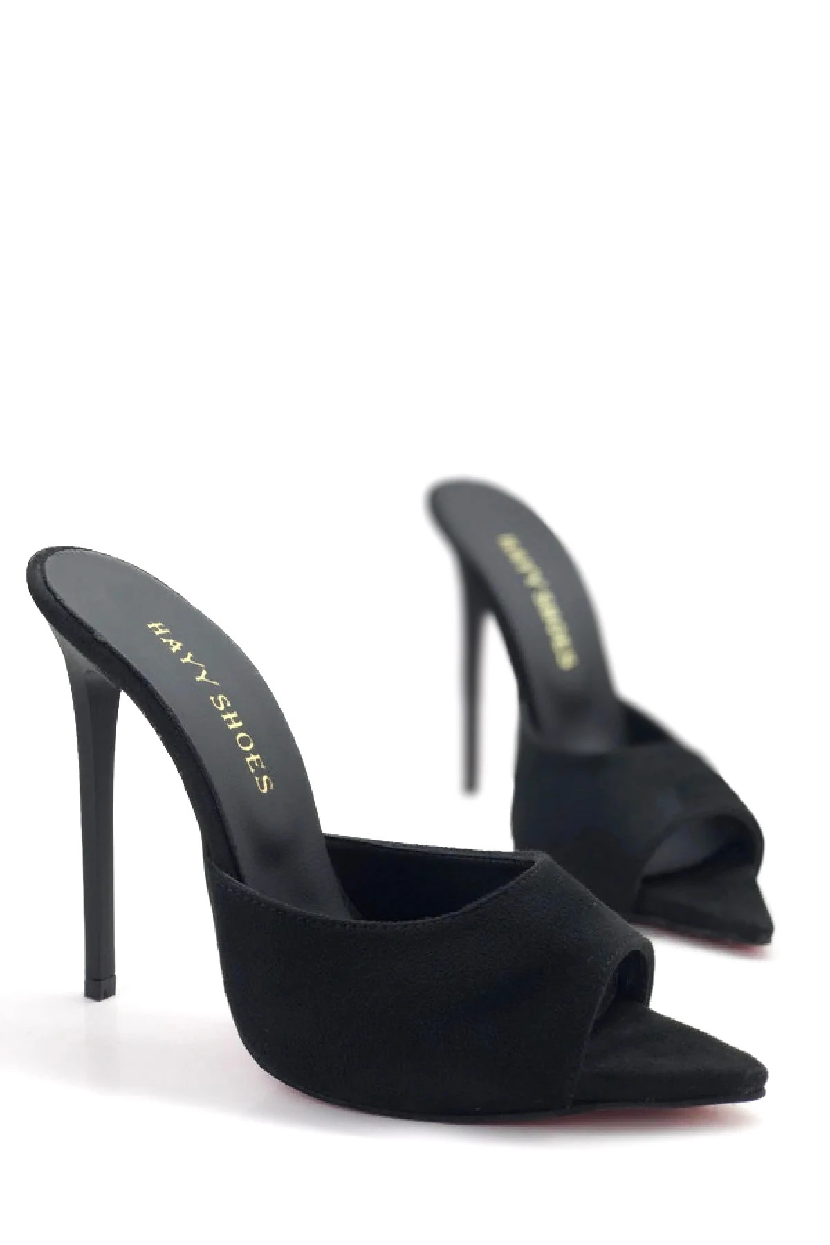 Nova Hakiki Deri Astarlı Gizli Platformlu Topuklu Terlik - Siyah