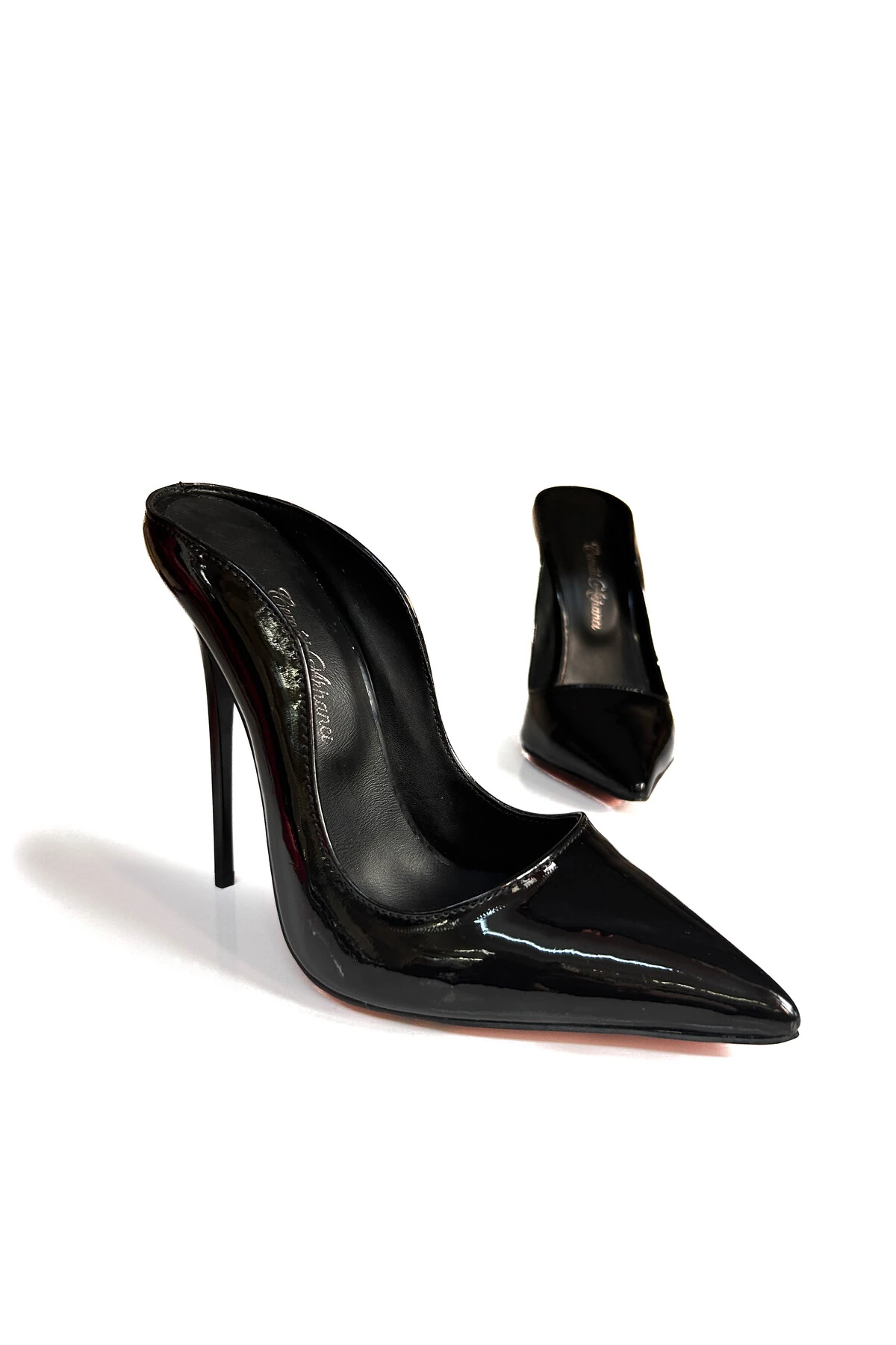 SİYAH RUGAN GONDOL ÖZEL TASARIM KADIN STİLETTO TOPUKLU AYAKKABI