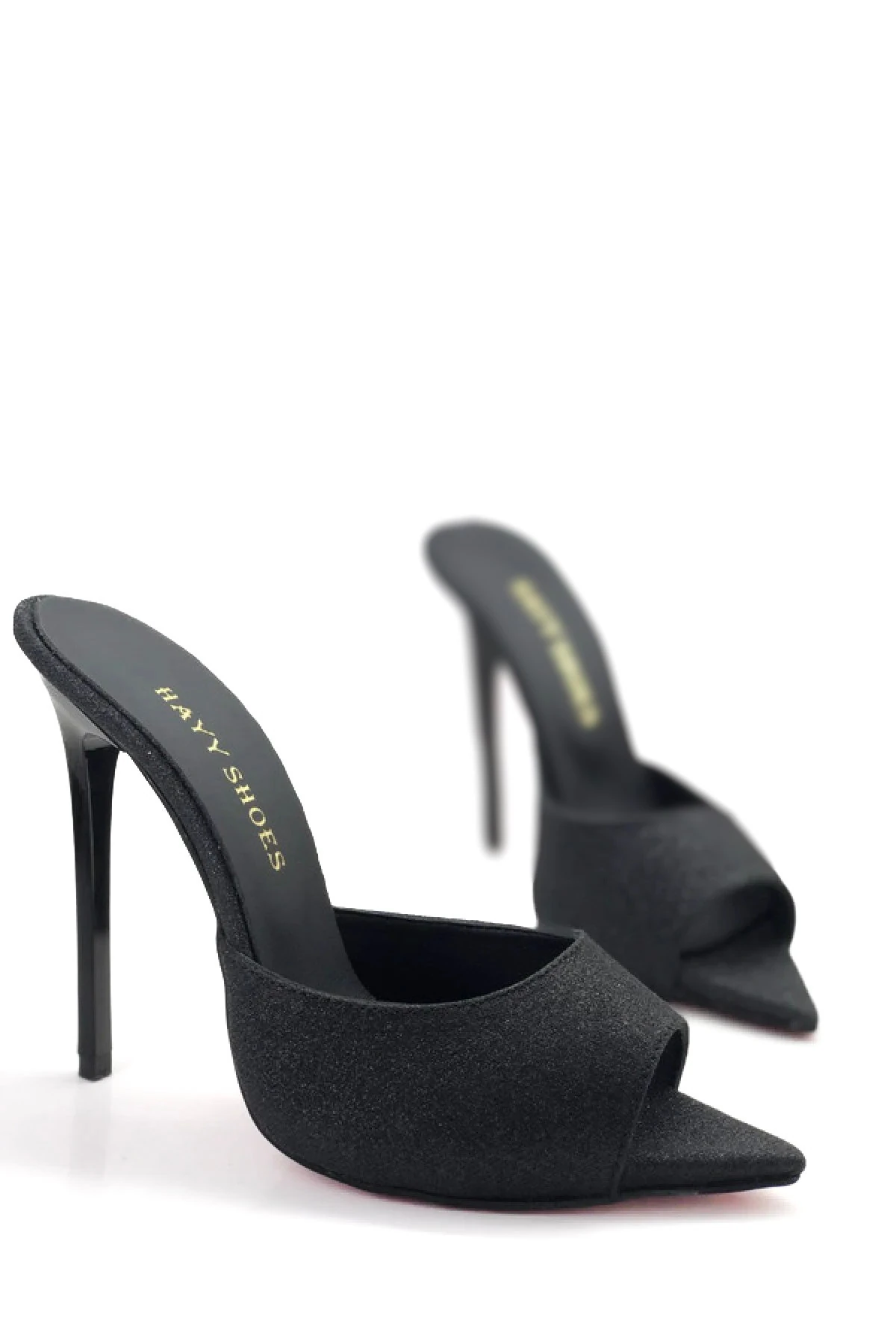 Nova Hakiki Deri Astarlı Gizli Platformlu Topuklu Terlik - Siyah - Çok Renkli