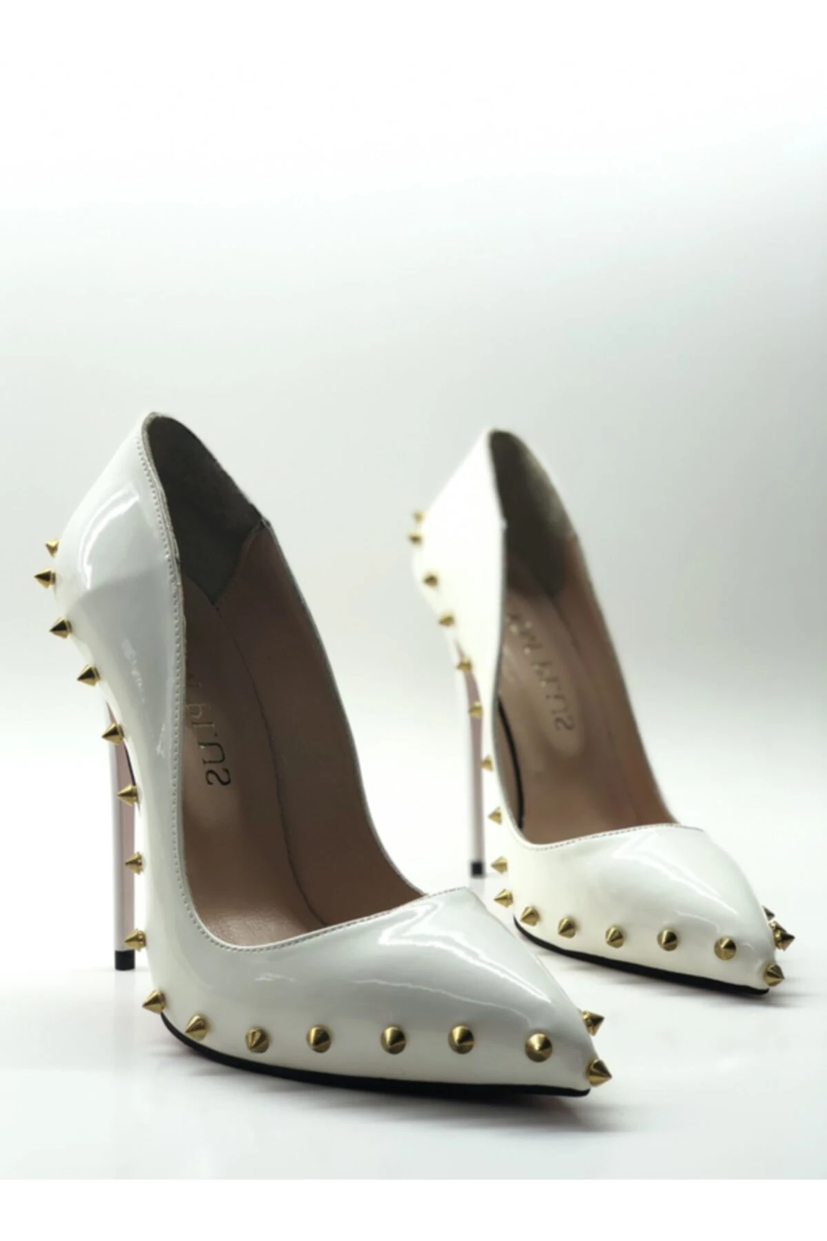 Tarotlu Deri Astarlı Siyah Rugan Gizli Platformlu Stiletto Topuklu Ayakkabı