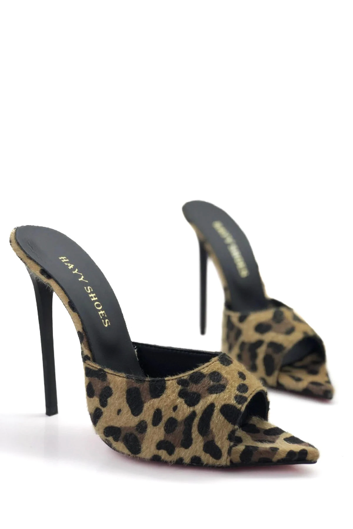 Nova Hakiki Deri Astarlı Gizli Platformlu Topuklu Terlik - Kahverengi-Bej