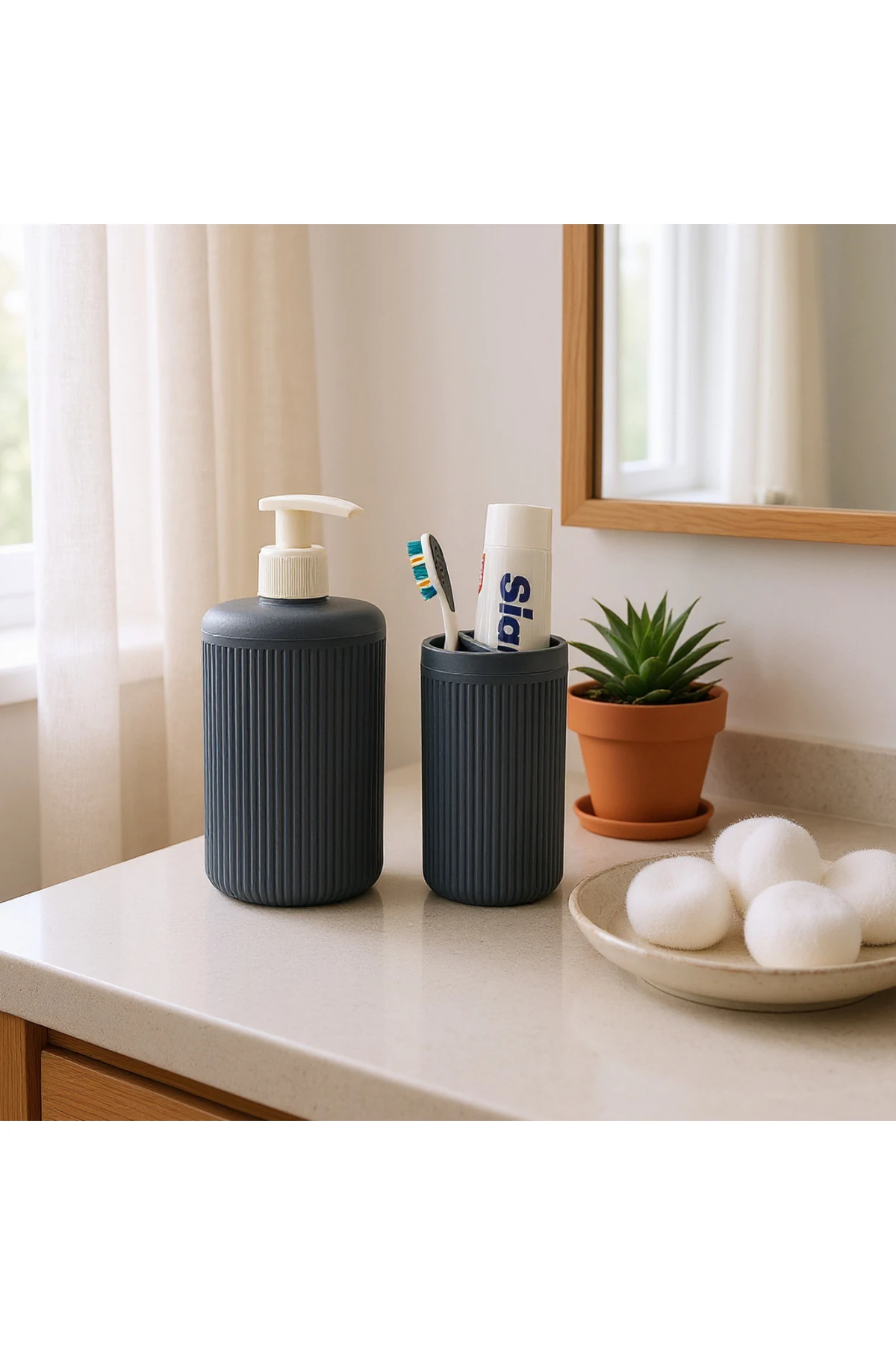 2'li Sabunluk Banyo Seti Antrasit