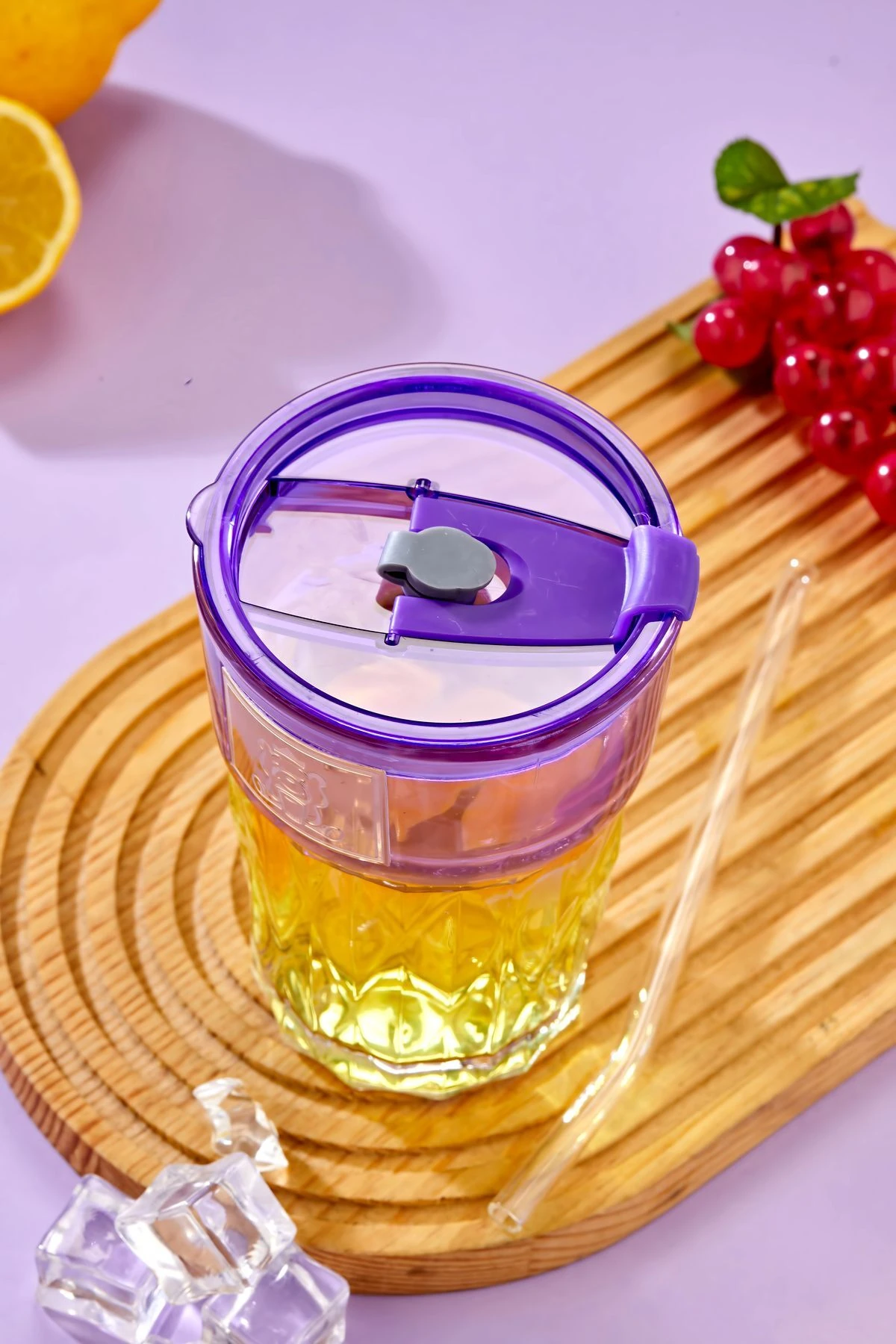 Ayıcık Logolu , Cam Pipetli, Sızdırmaz Kapaklı - Mor - TEKLİ