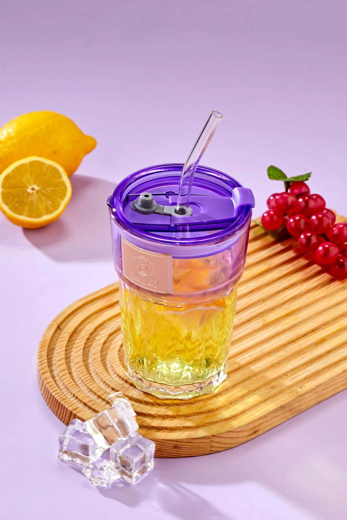 Ayıcık Logolu , Cam Pipetli, Sızdırmaz Kapaklı - Mor - TEKLİ