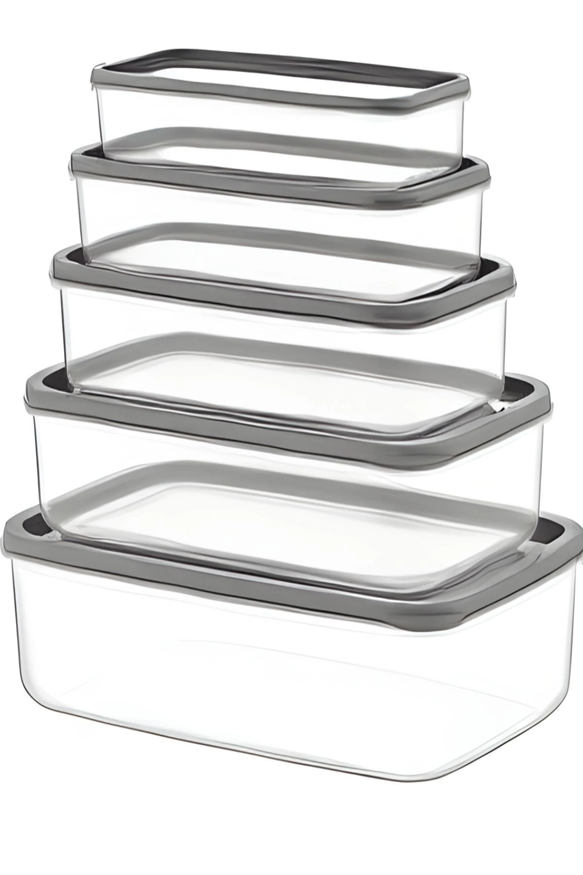 10'lu Set Embox Dikdörtgen Erzak, Gıda Saklama Kabı Antrasit