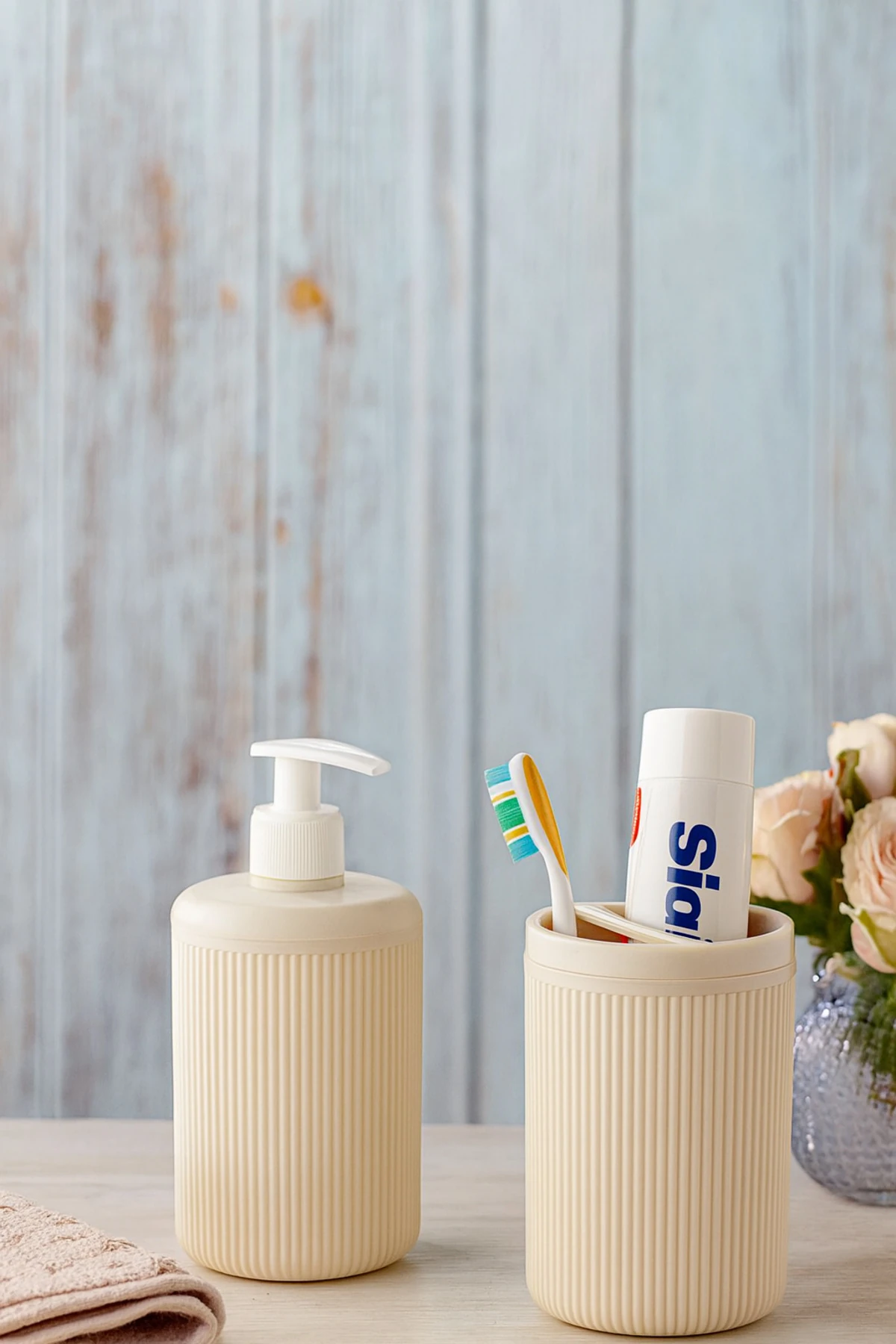 2'li Sabunluk Banyo Seti Krem