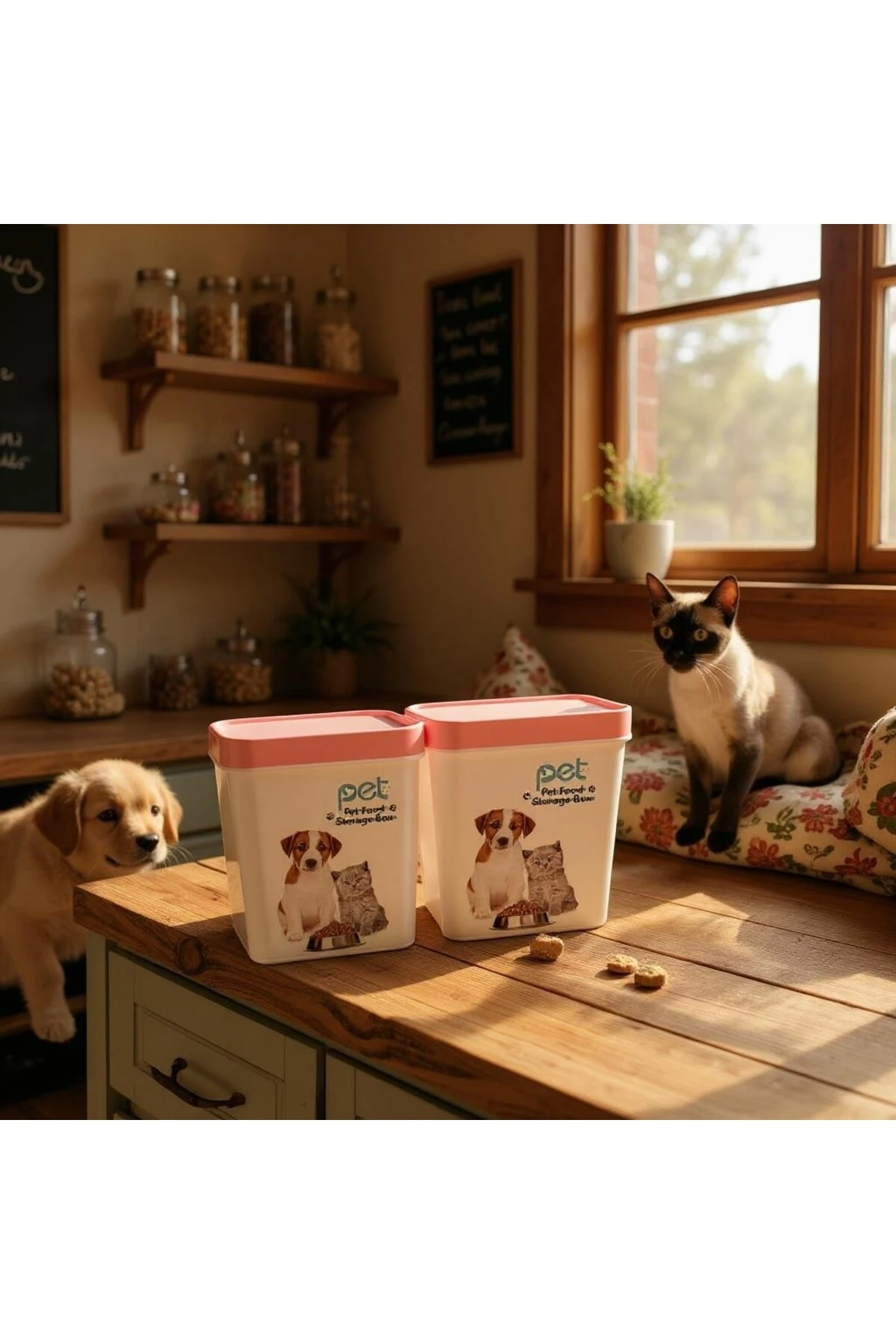 KEDİ KÖPEK MAMA KUTUSU PEMBE KAPAK 2 ADET