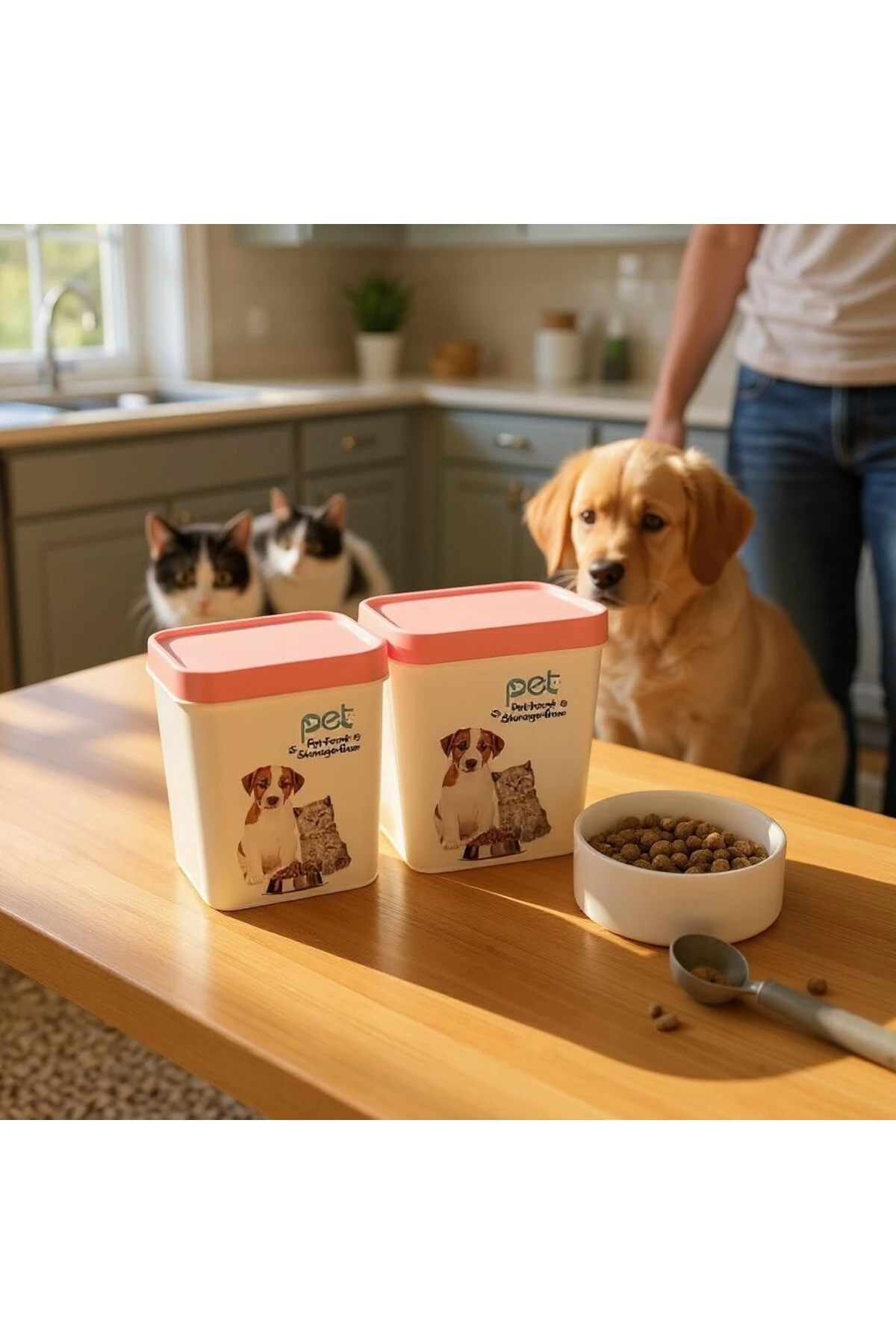 KEDİ KÖPEK MAMA KUTUSU PEMBE KAPAK 2 ADET