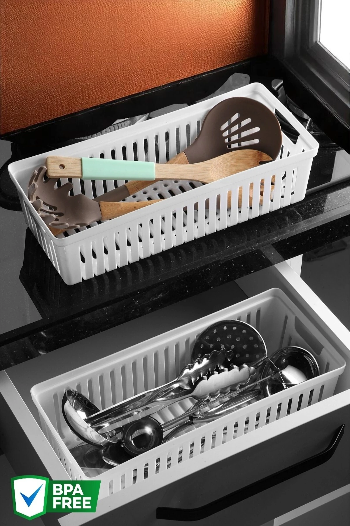 2 Adet Çekmece İçi Bıçaklık & Kaşıklık Organizer