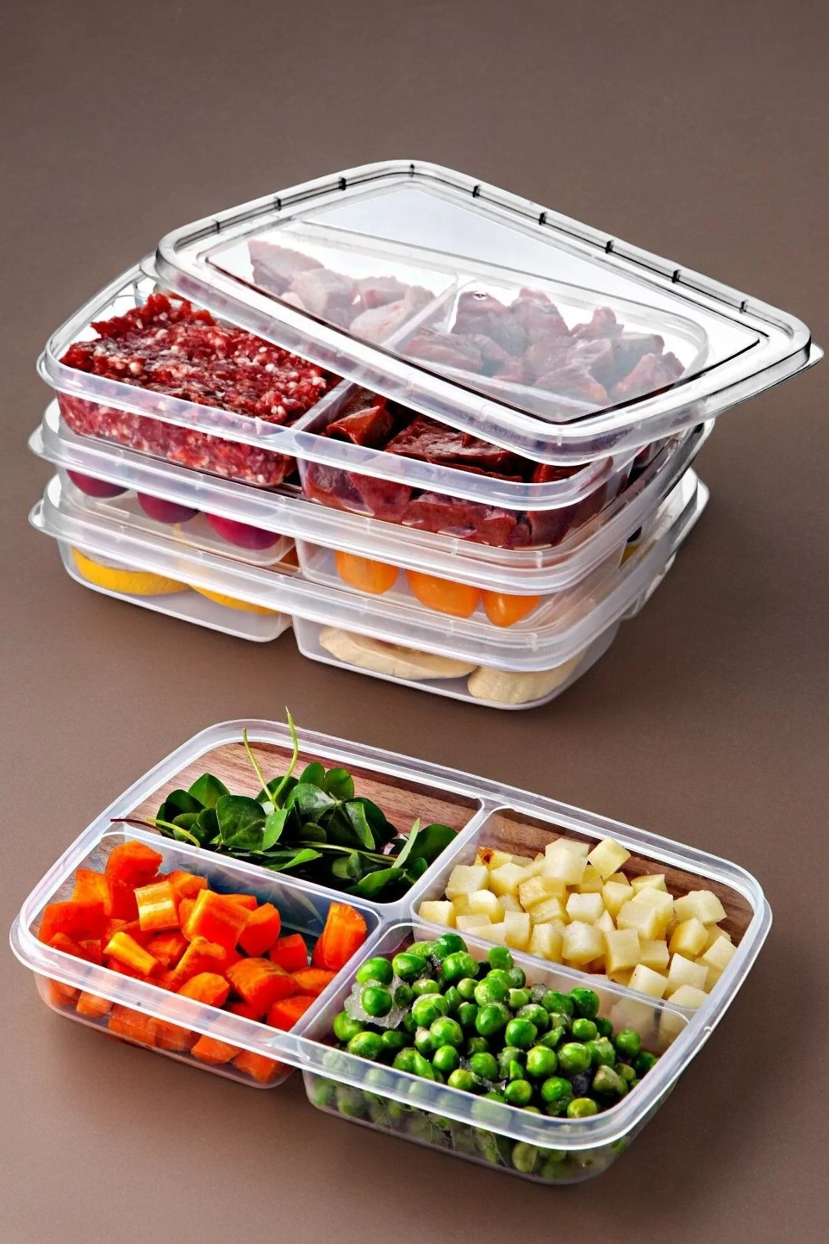 8'li Set Difrizde Kullanıma Uygun Kare Saklama Kabı 4 ADET BÜYÜK - 4 ADET KÜÇÜK BOY