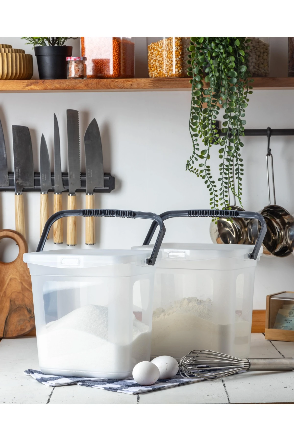 2 Adet 6 lt Saklama Kabı Şeffaf