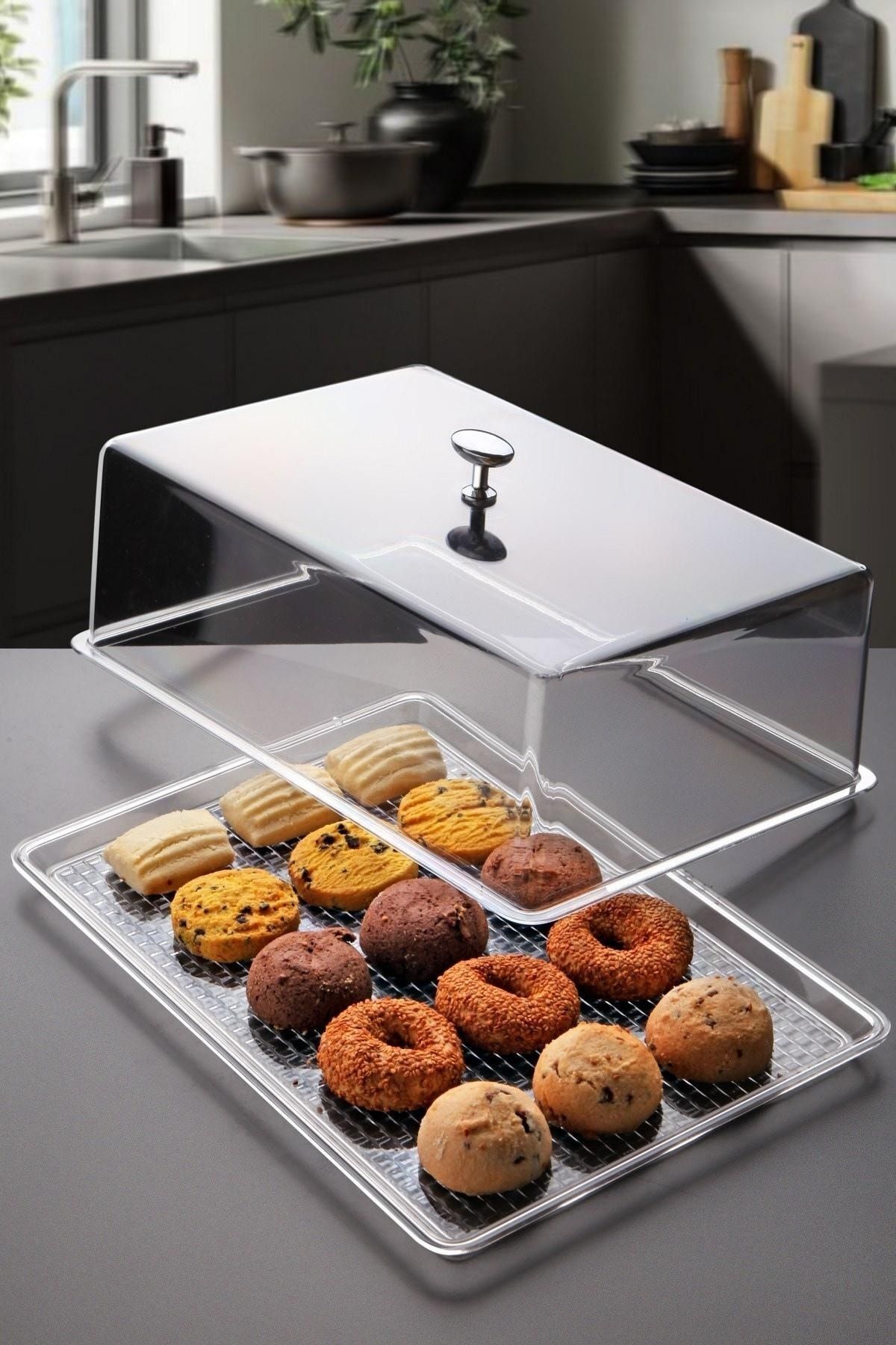 Dekoratif Tasarım Pasta, Kurabiye Saklama Ve Sunum Seti Büyük Boy