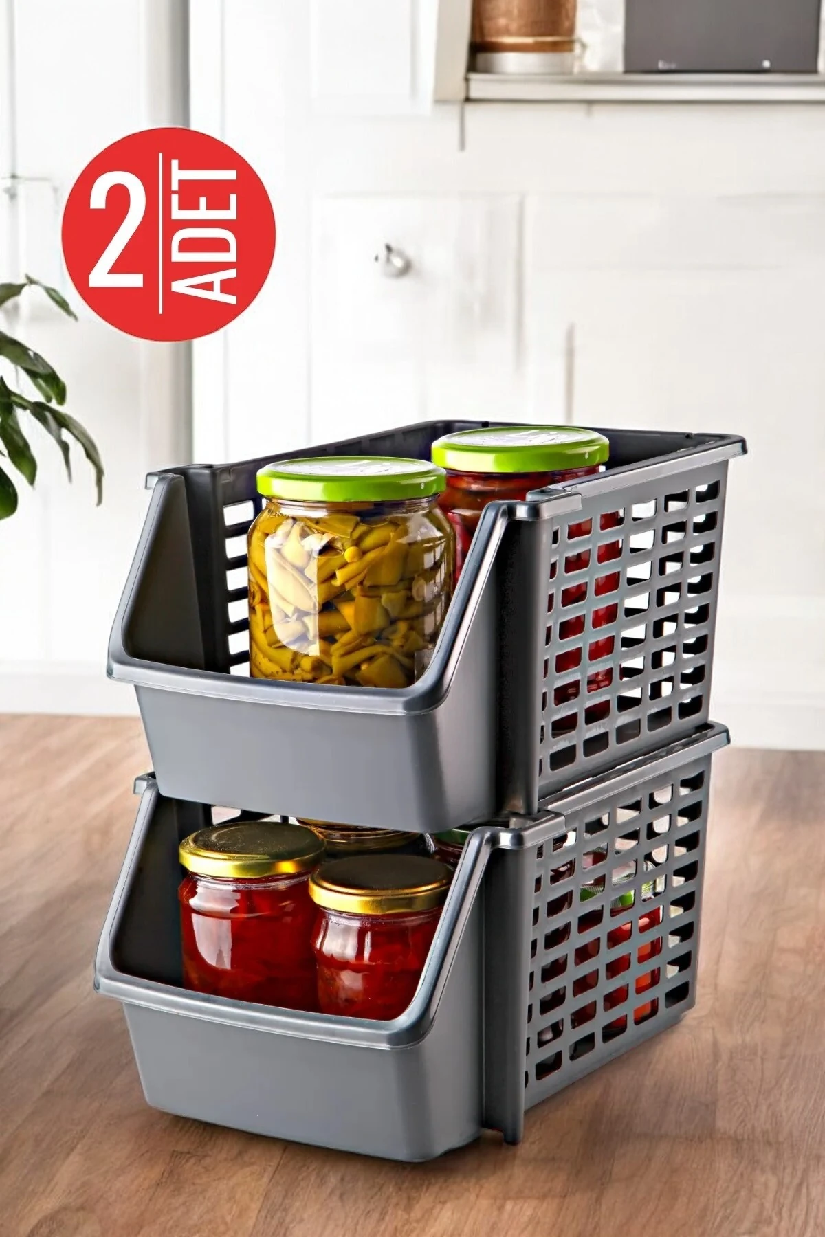 2 Adet Çok Amaçlı Dolap Içi, Evye Altı Ve Buzdolabı Içi Katlı Düzenleyici ANTRASİT