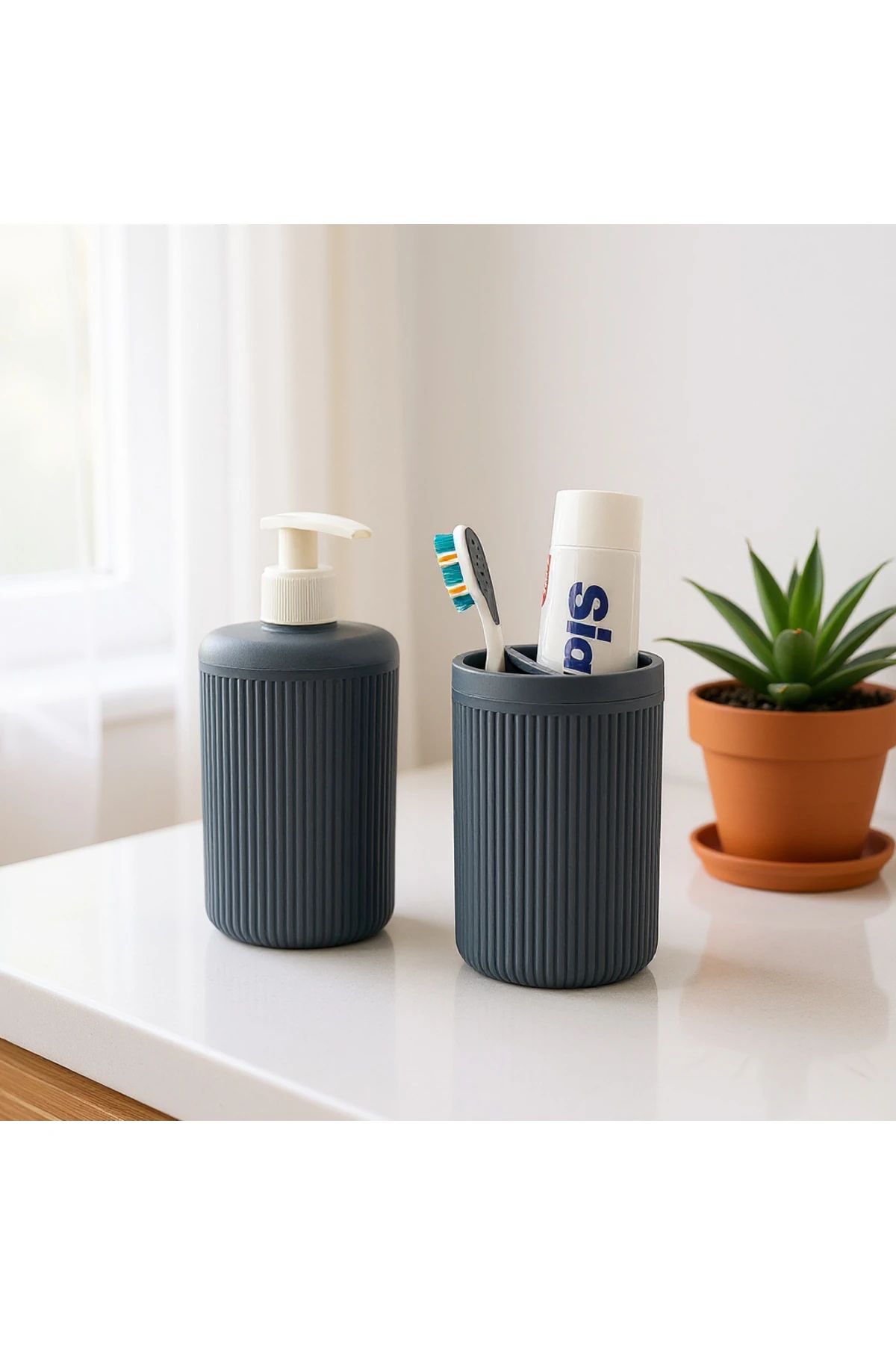 2'li Sabunluk Banyo Seti Antrasit