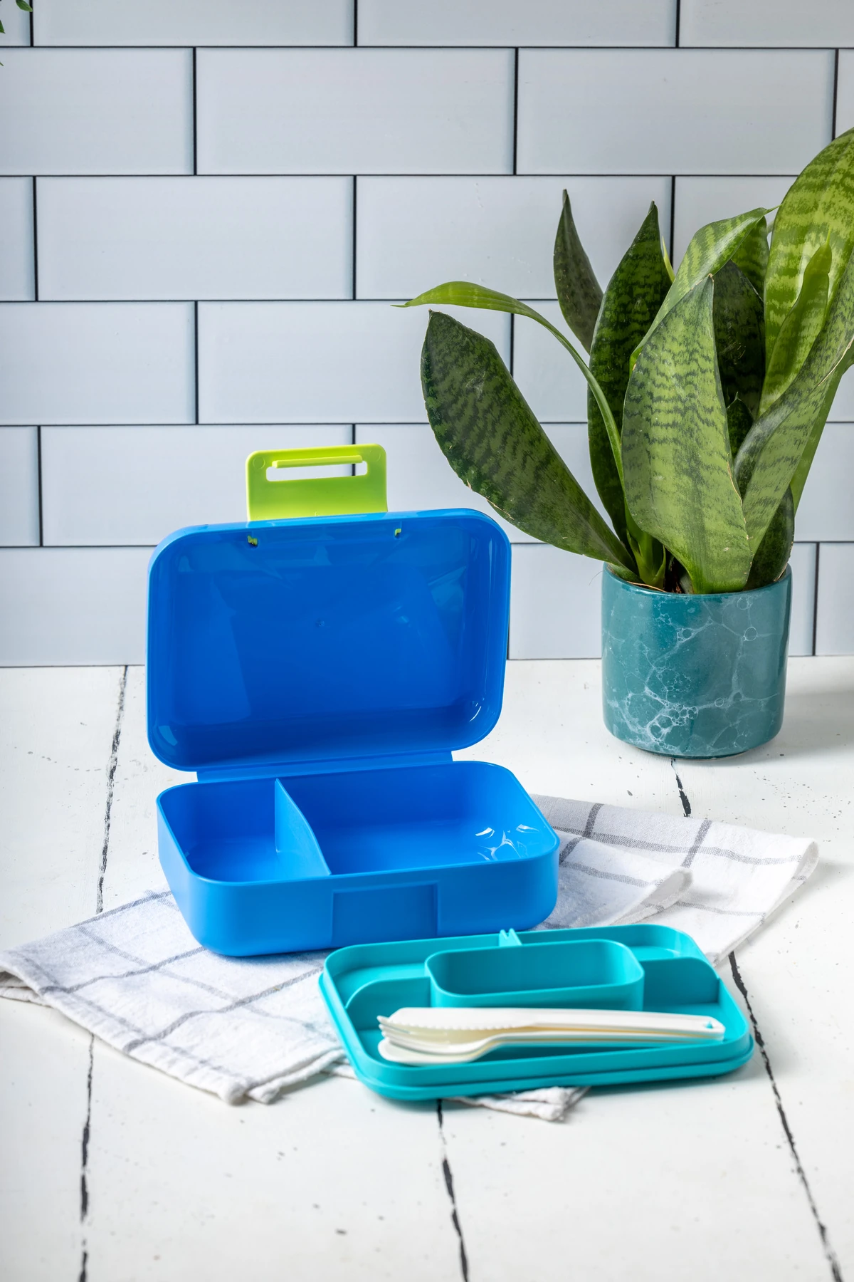 Beslenme Kutusu 2 Katlı Çatal,bıçak,kaşık Setli