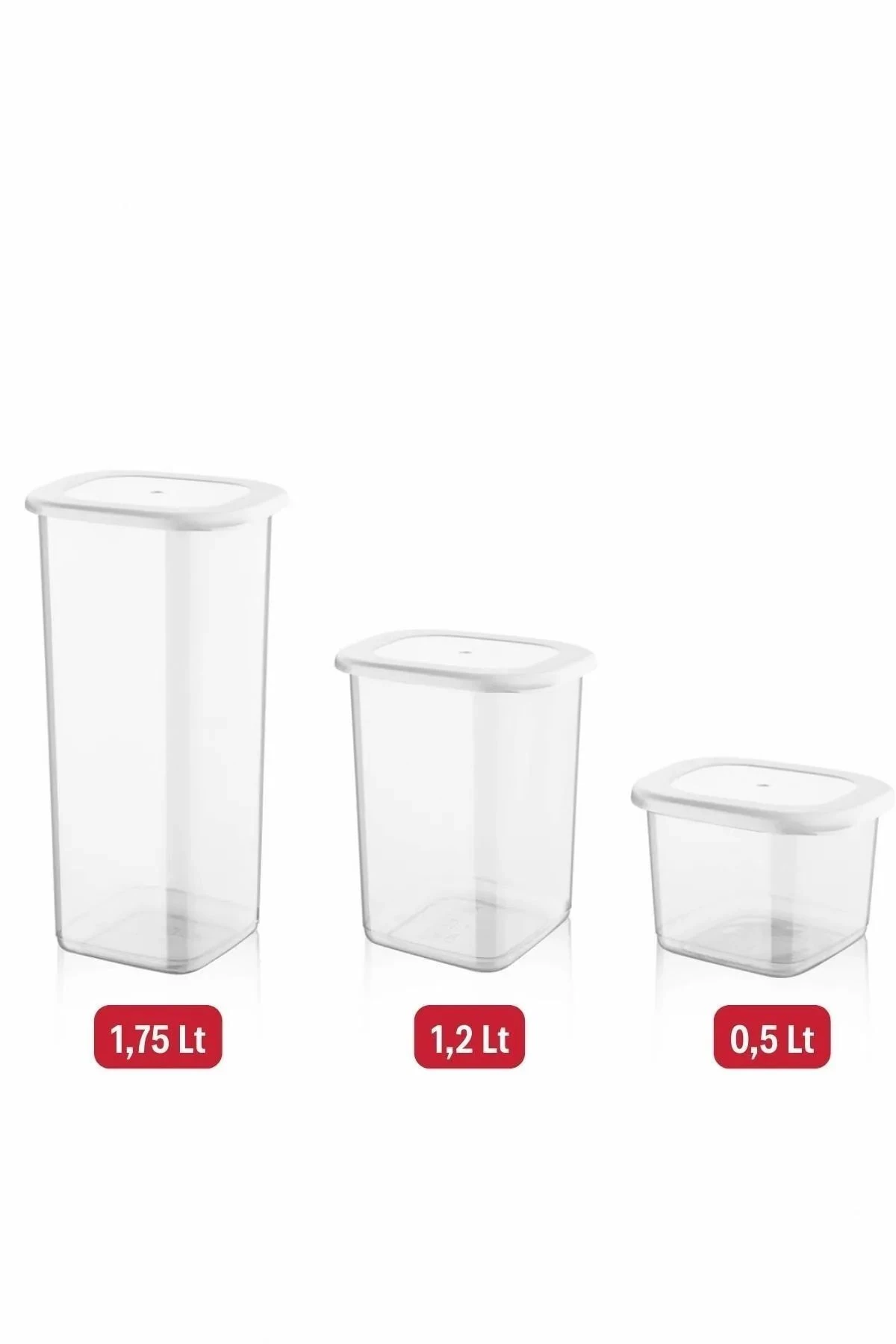 Etiketli 24'li Set Kare Erzak Saklama Kabı Beyaz