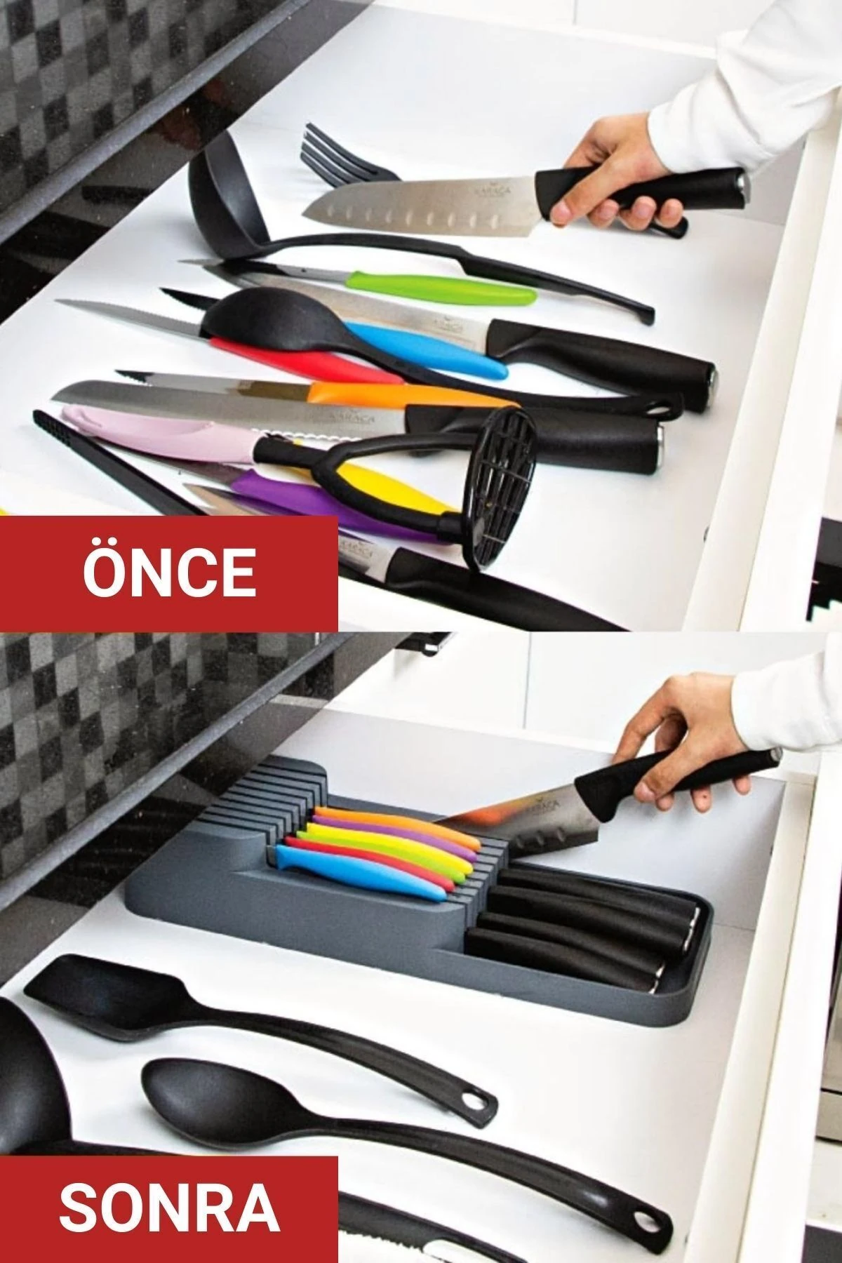 Çekmece İçi İki Sıra Bıçak Düzenleyici