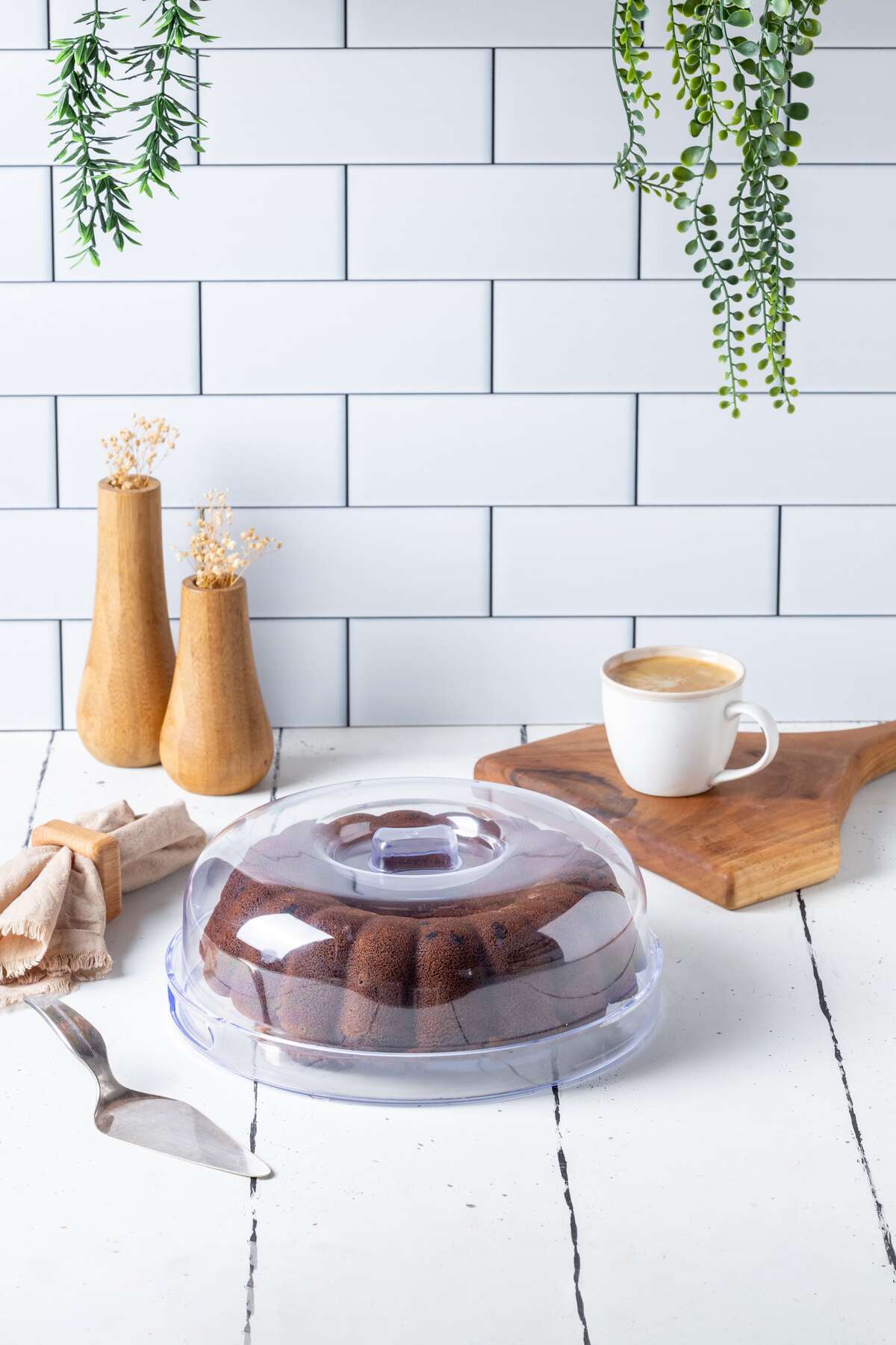 2'si 1 Arada Yuvarlak, Kristal Sunum Tepsisi ve Kek Fanusu