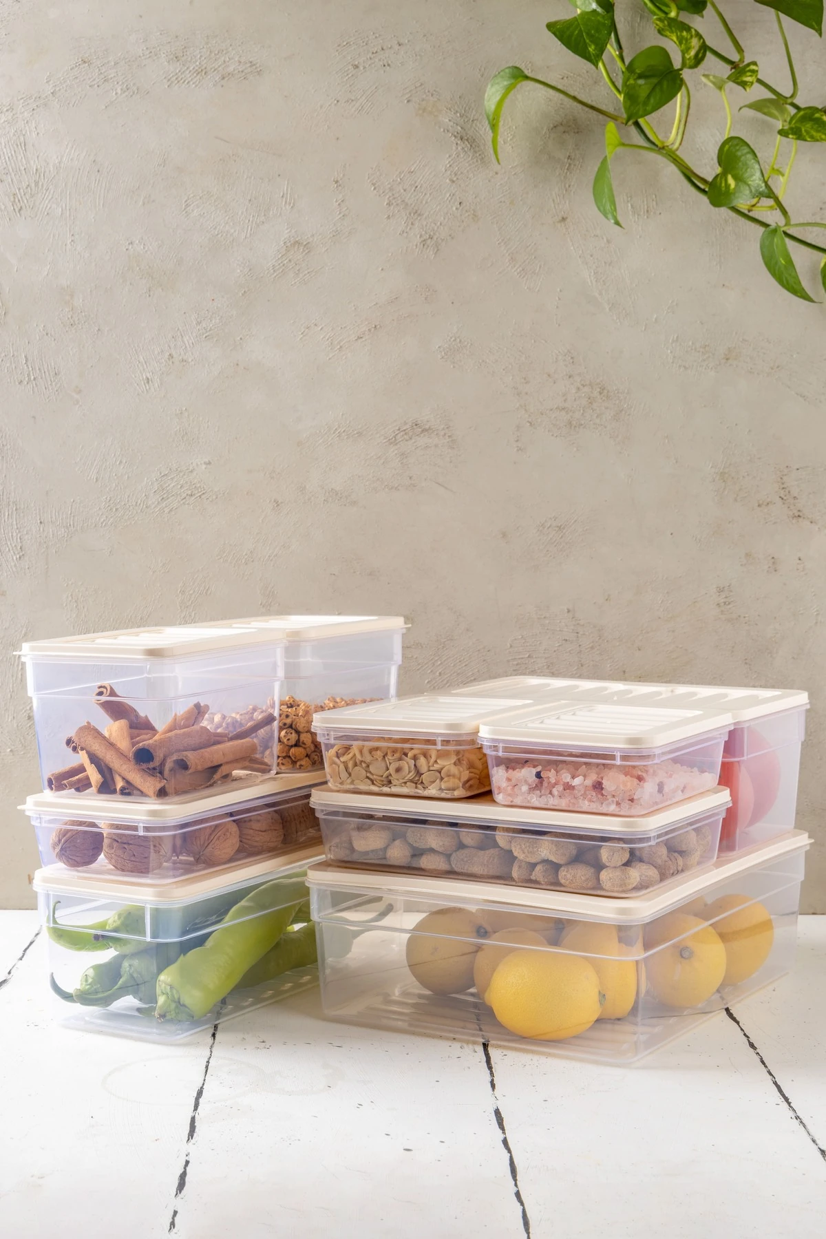 9 Lu Set NEW Freshbox Mikrodalga Ve Difrize Uygun Saklama Kabı KREM