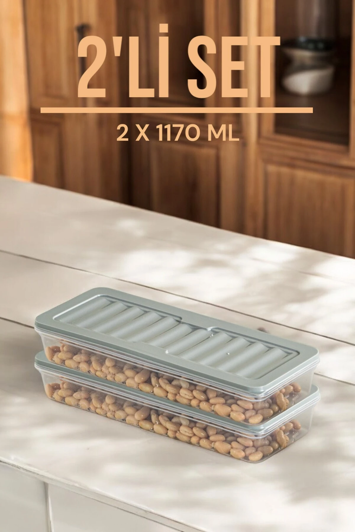 2'Li Set 1170  ML Freshbox Mikrodalga ve Difrize Uygun Saklama Kabı GRİ