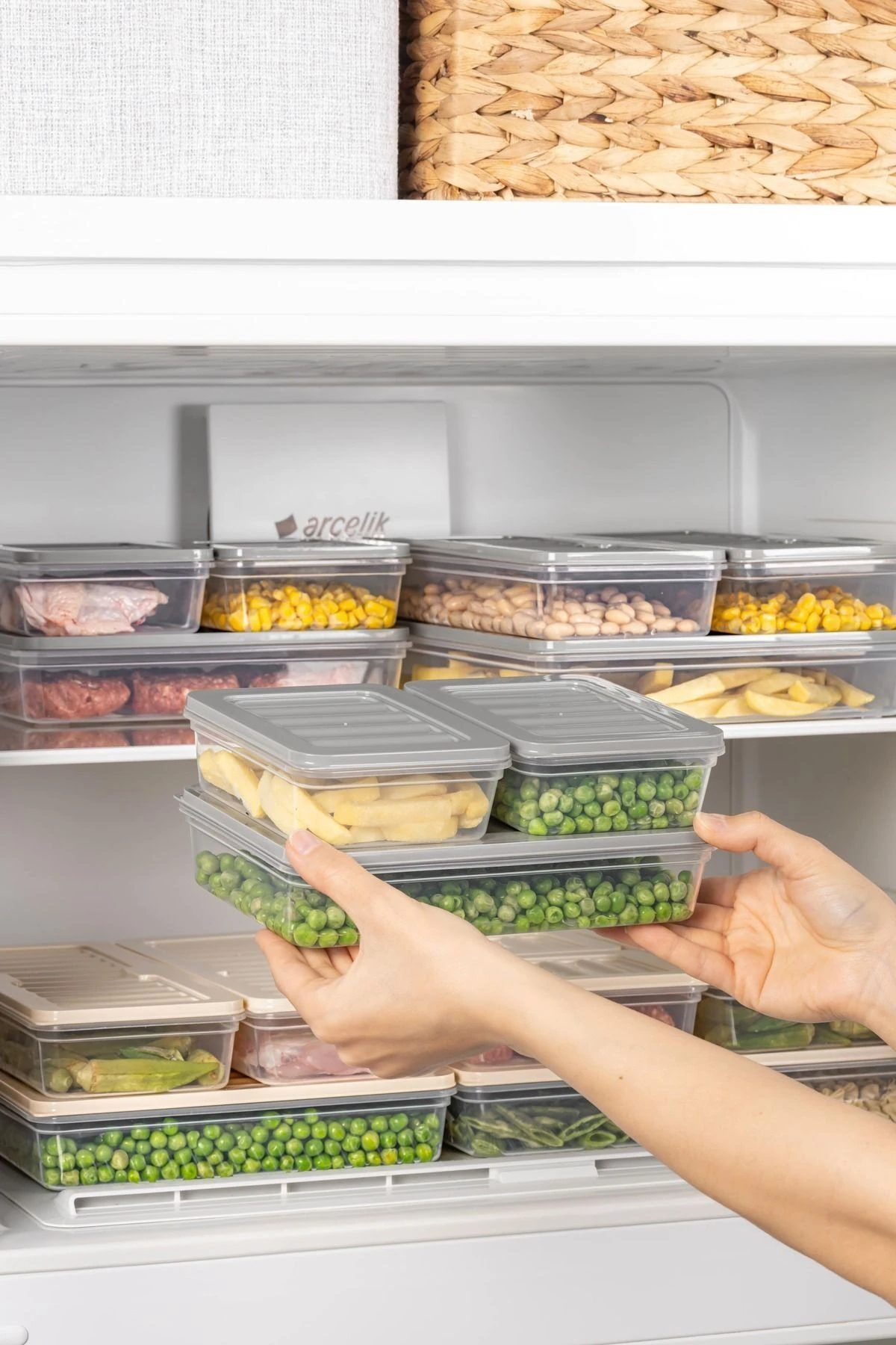 9 Lu Set Freshbox Mikrodalga Ve Difrize Uygun Saklama Kabı Gri