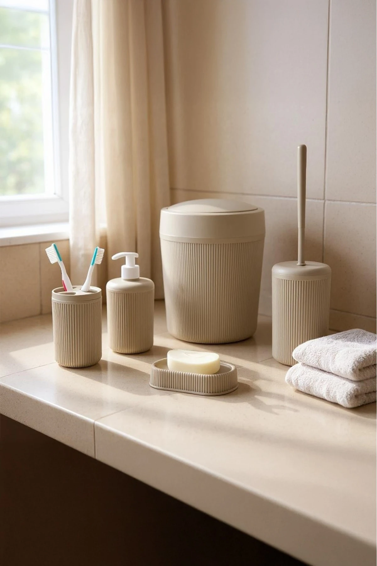 5 Parça Banyo Seti BEJ