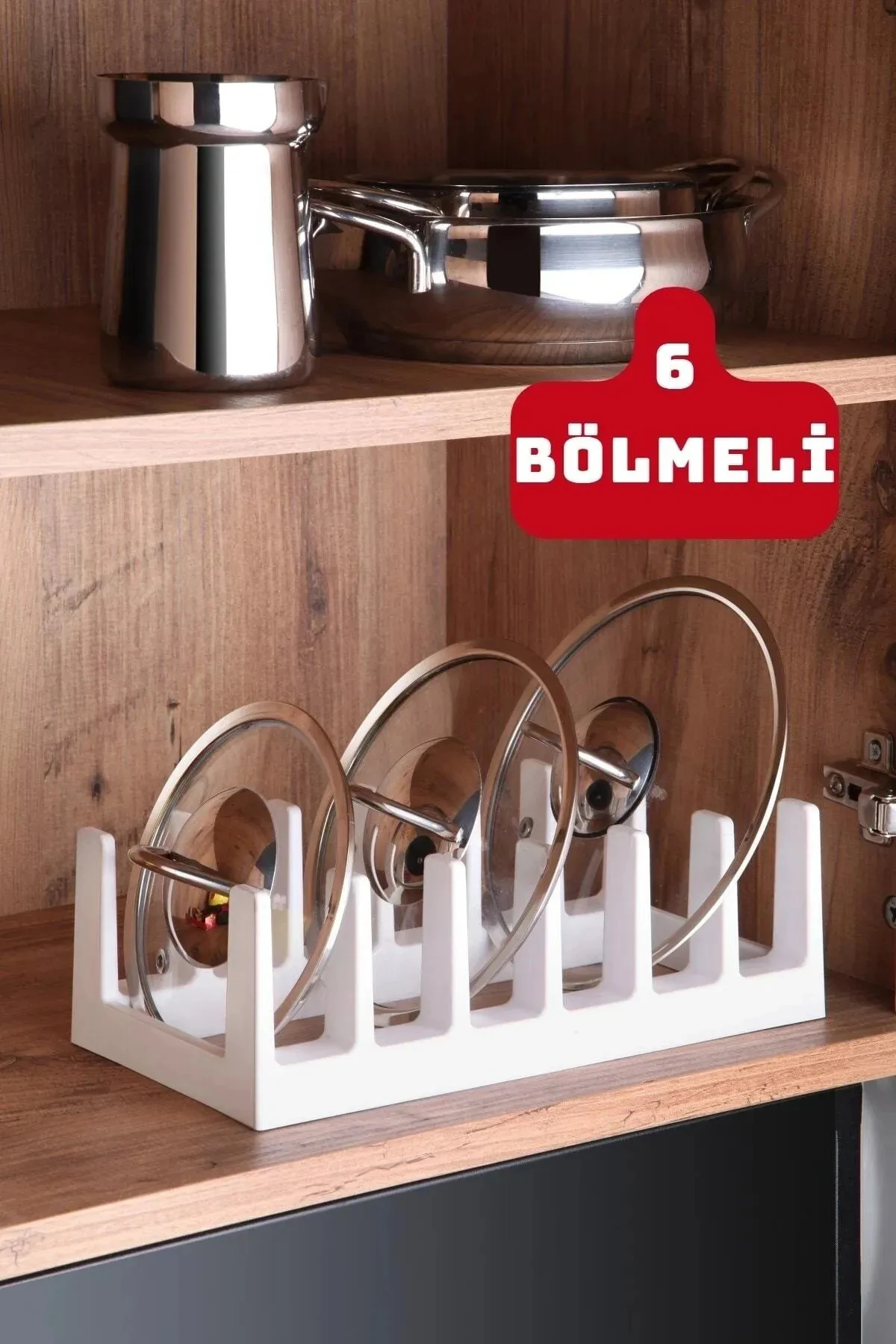 2'li Mutfak Seti Beyaz Kaşıklık - Tencere Kapak Düzenleyici