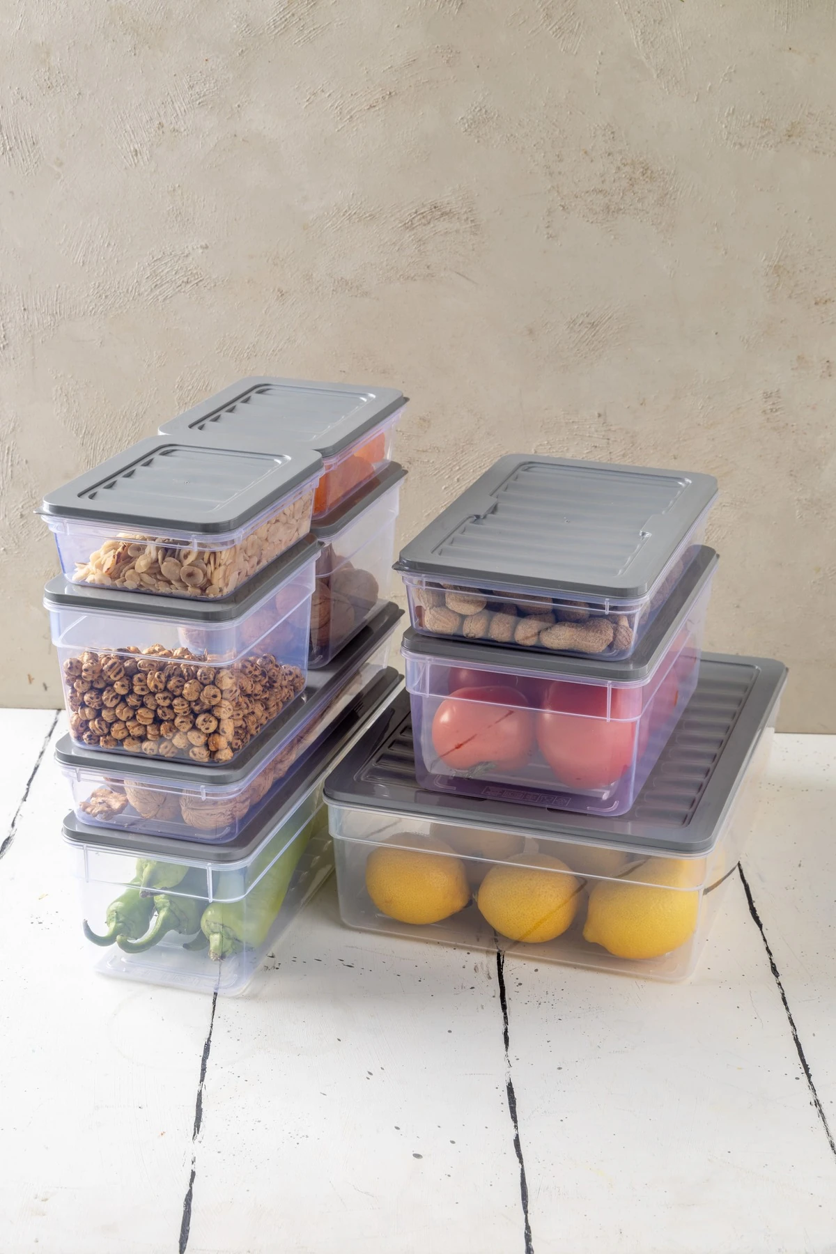 9 Lu Set New Mikrodalga Ve Difrize Uygun Saklama Kabı Gri