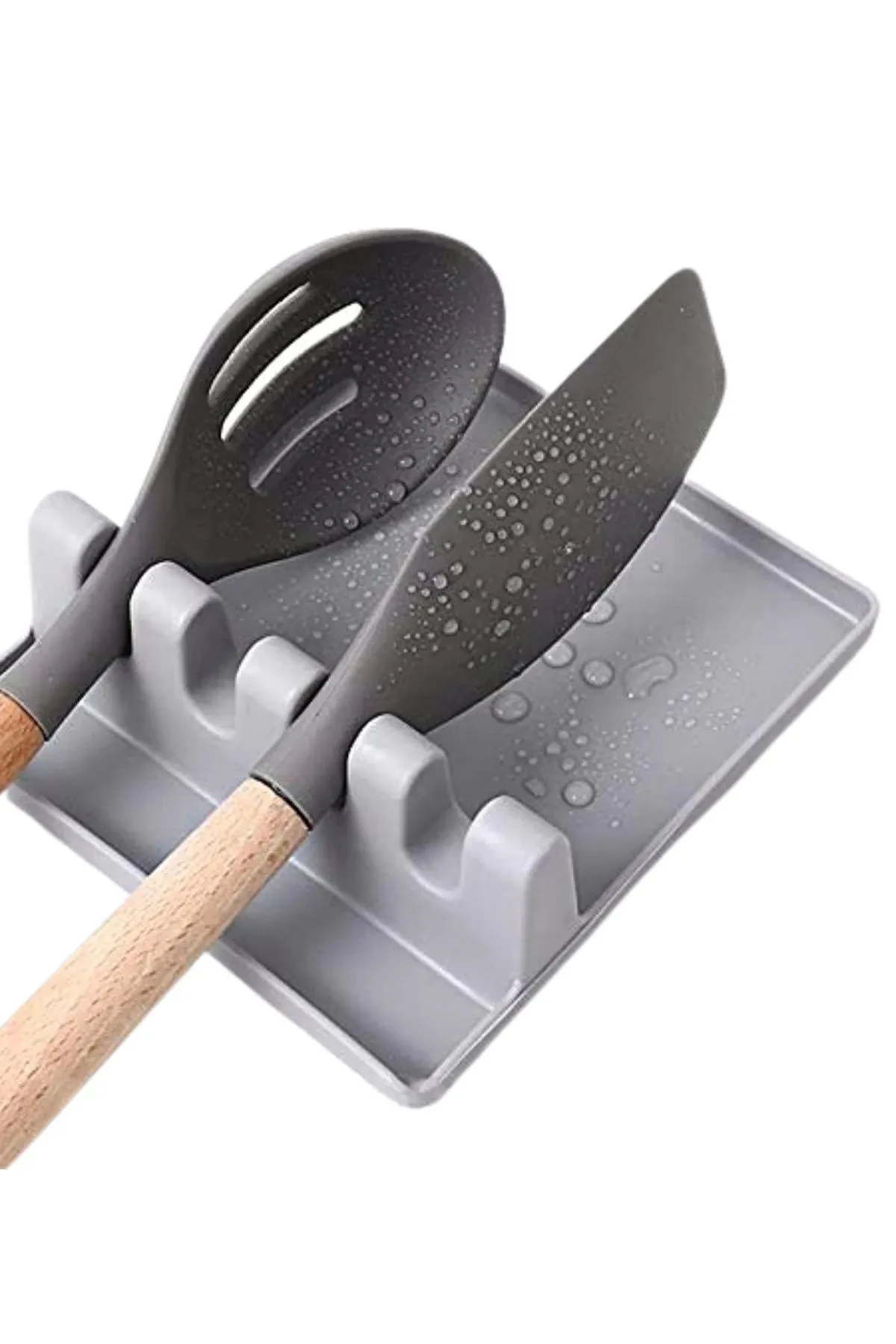 3'lü Mutfak Seti Antrasit Kaşıklık-Kaşık Tutma Aparatı-Tencere Kapak Düzenleyici