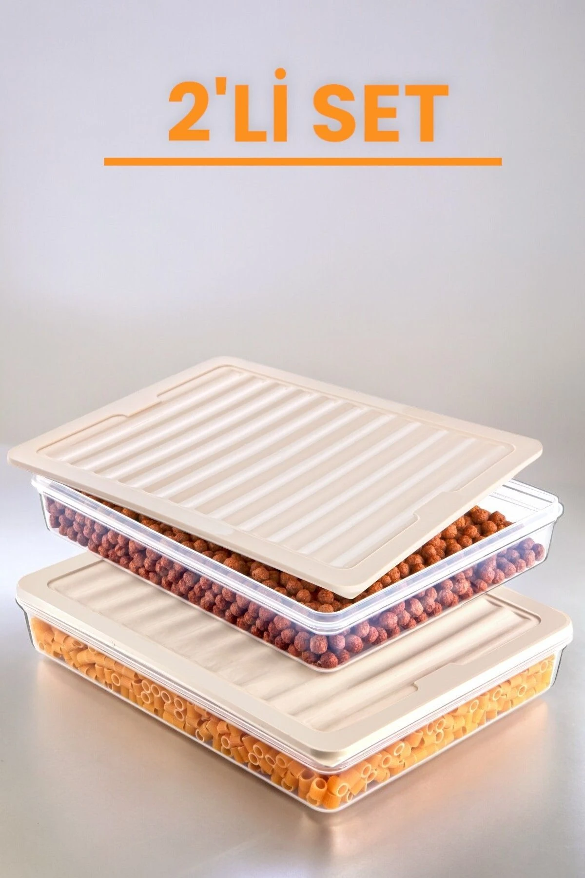 2'li Set Freshbox Mikrodalga Ve Difrize Uygun Saklama Kabı Krem