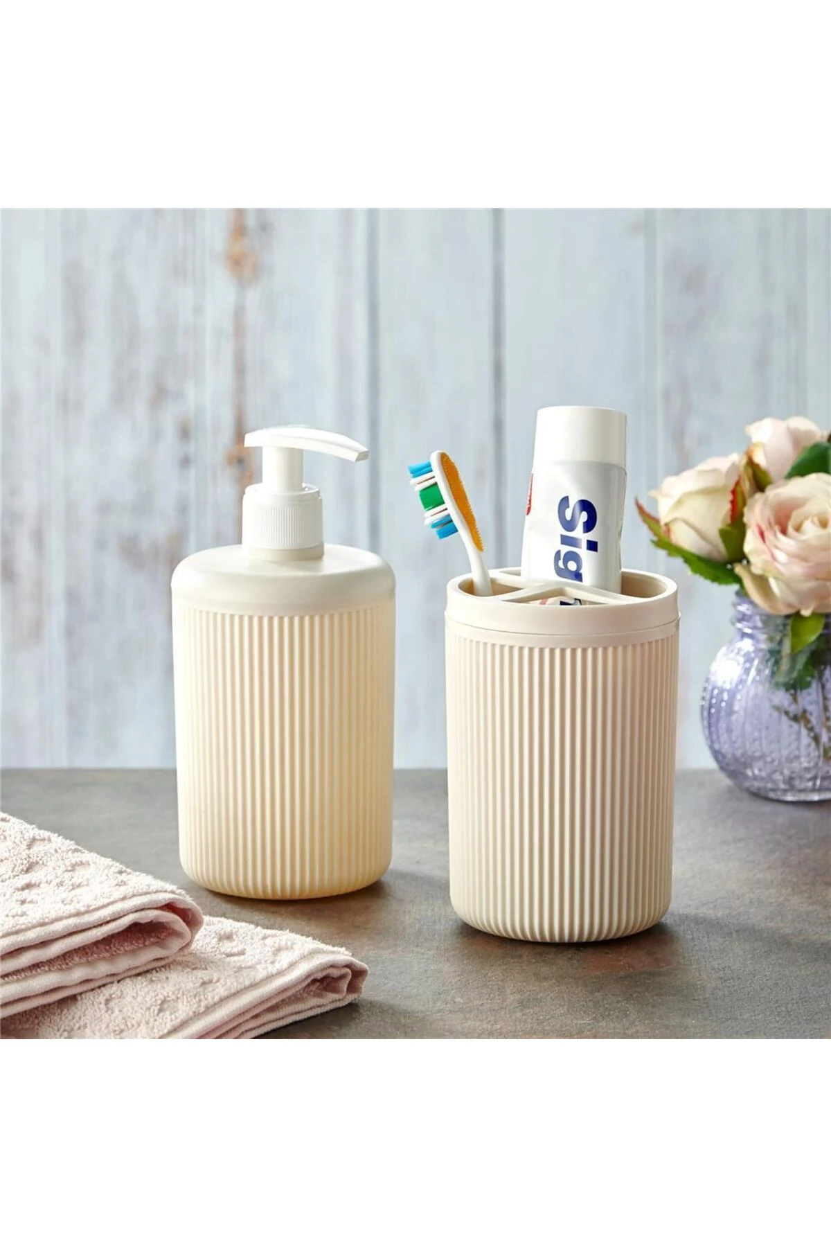 2'li Sabunluk Banyo Seti Krem