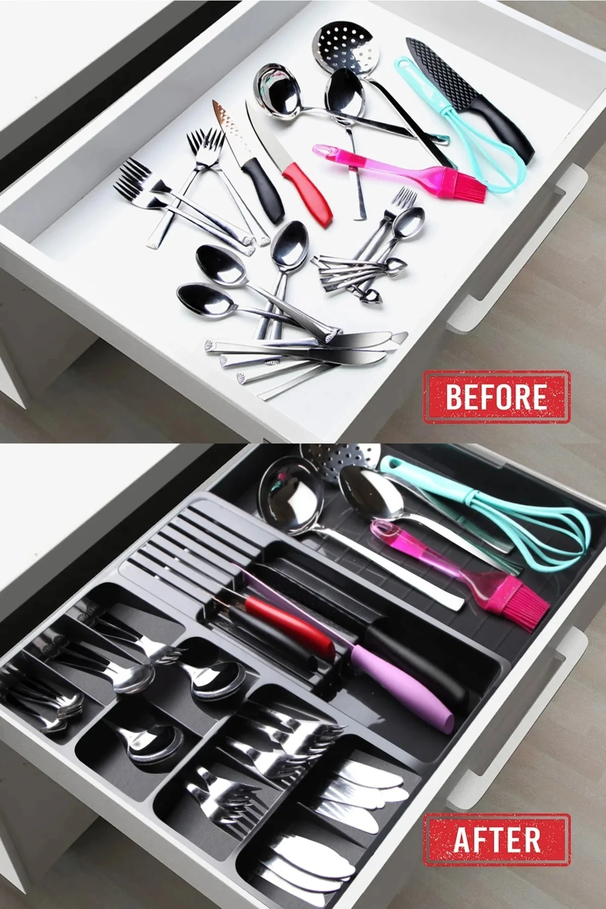 3'lü Mutfak Seti Antrasit Kaşıklık-Kaşık Tutma Aparatı-Tencere Kapak Düzenleyici