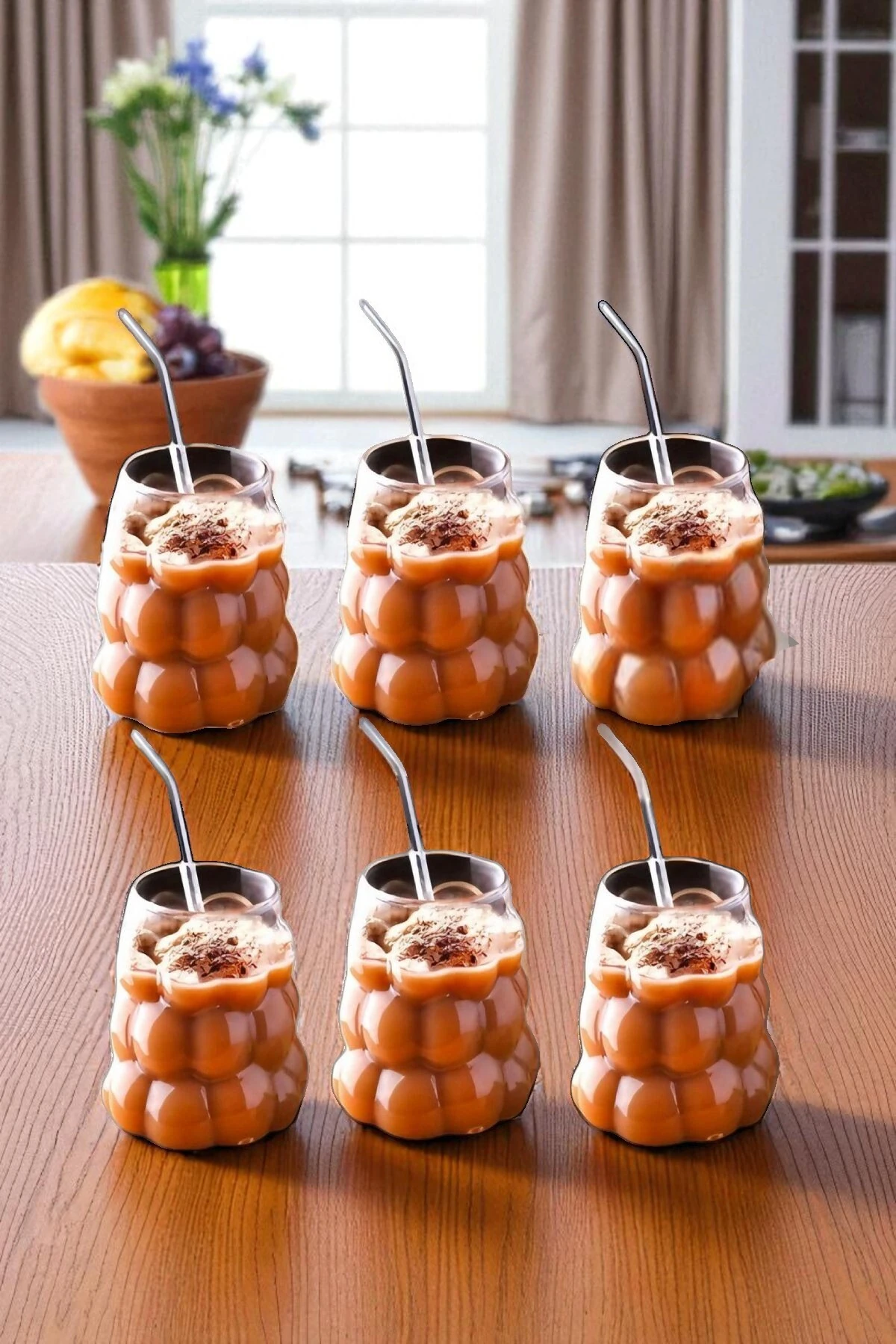 ÜZÜM MODEL MEŞRUBAT BARDAĞI 6 ADET CAM PİPETLİ