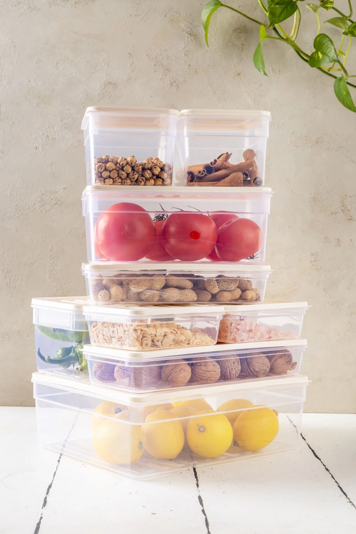 9 Lu Set NEW Freshbox Mikrodalga Ve Difrize Uygun Saklama Kabı KREM