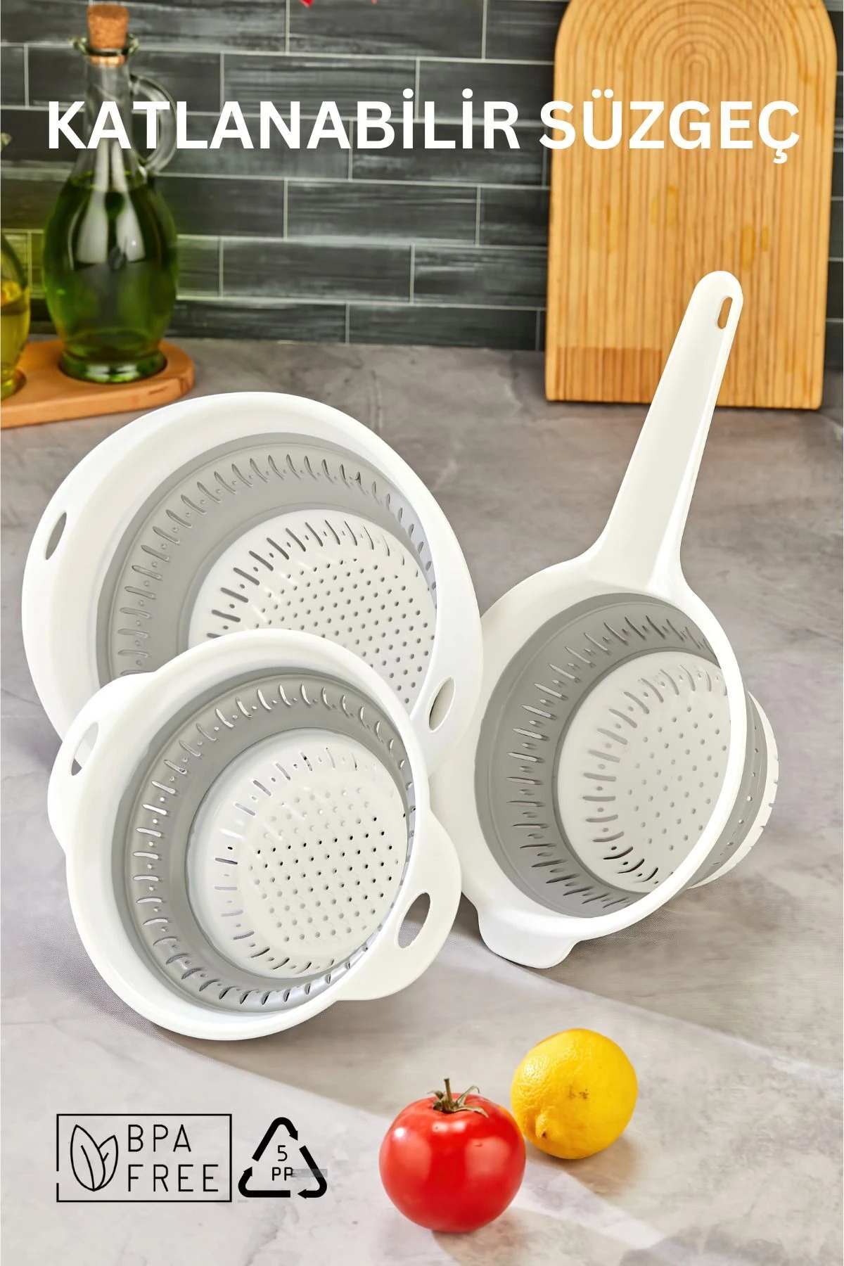 3 Parça Katlanabilir Süzgeç Seti